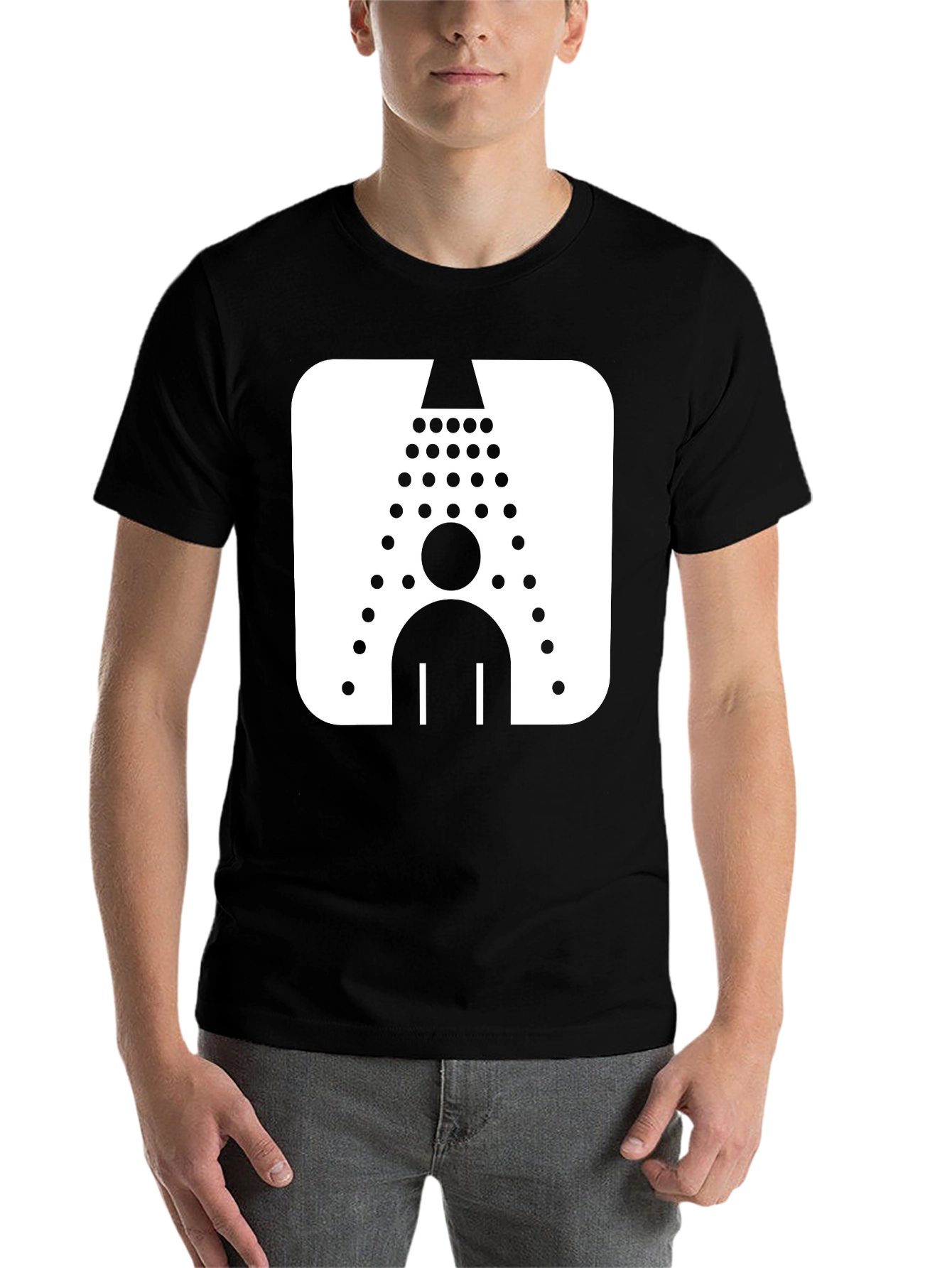 Black Shower Icon Black T-Shirt - Clean Humor Graphic Tee view 7
