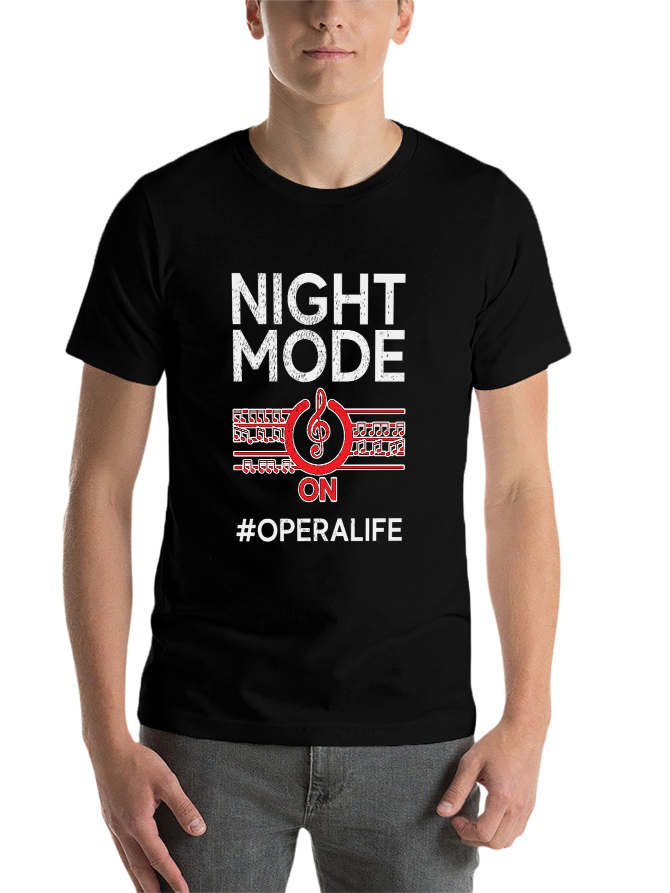 Black Night Mode On #OperaLife Graphic T-Shirt view 7