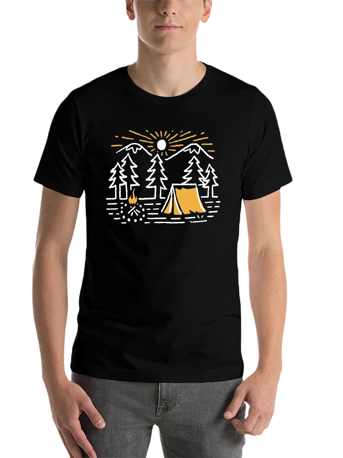 Black Camping Adventure Graphic T-Shirt - Black view 7