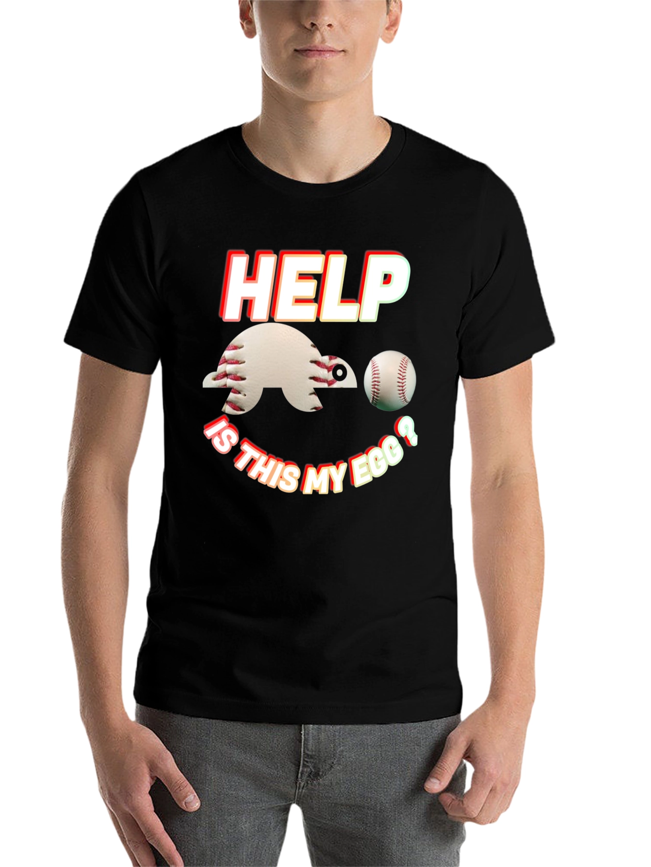 Black Baseball Turtle T-Shirt - Help, Is This My Egg? view 7