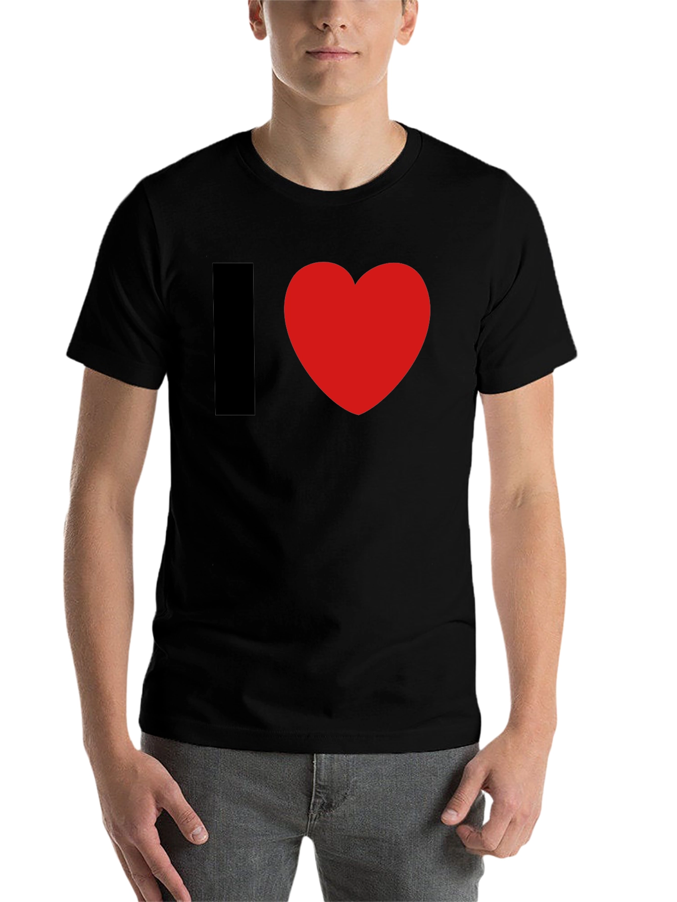 Black I Heart Graphic Tee - Black Cotton Blend T-Shirt view 7
