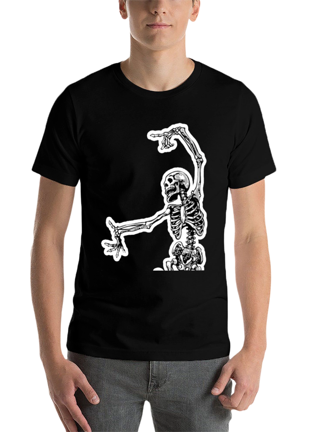 Black Skeleton Graphic Tee - Black Cotton view 7
