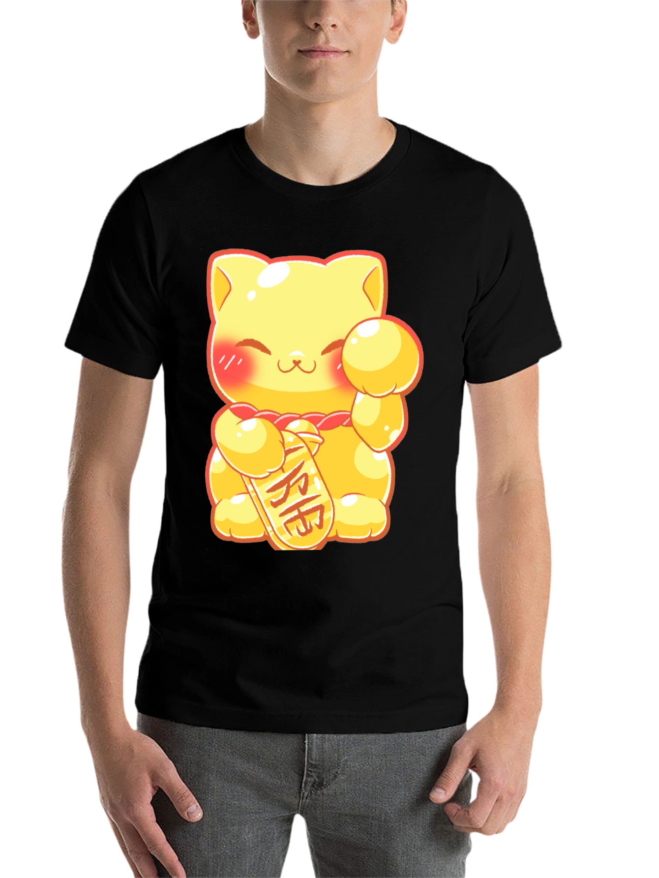 Black Lucky Cat Graphic Tee - Kawaii Style view 7