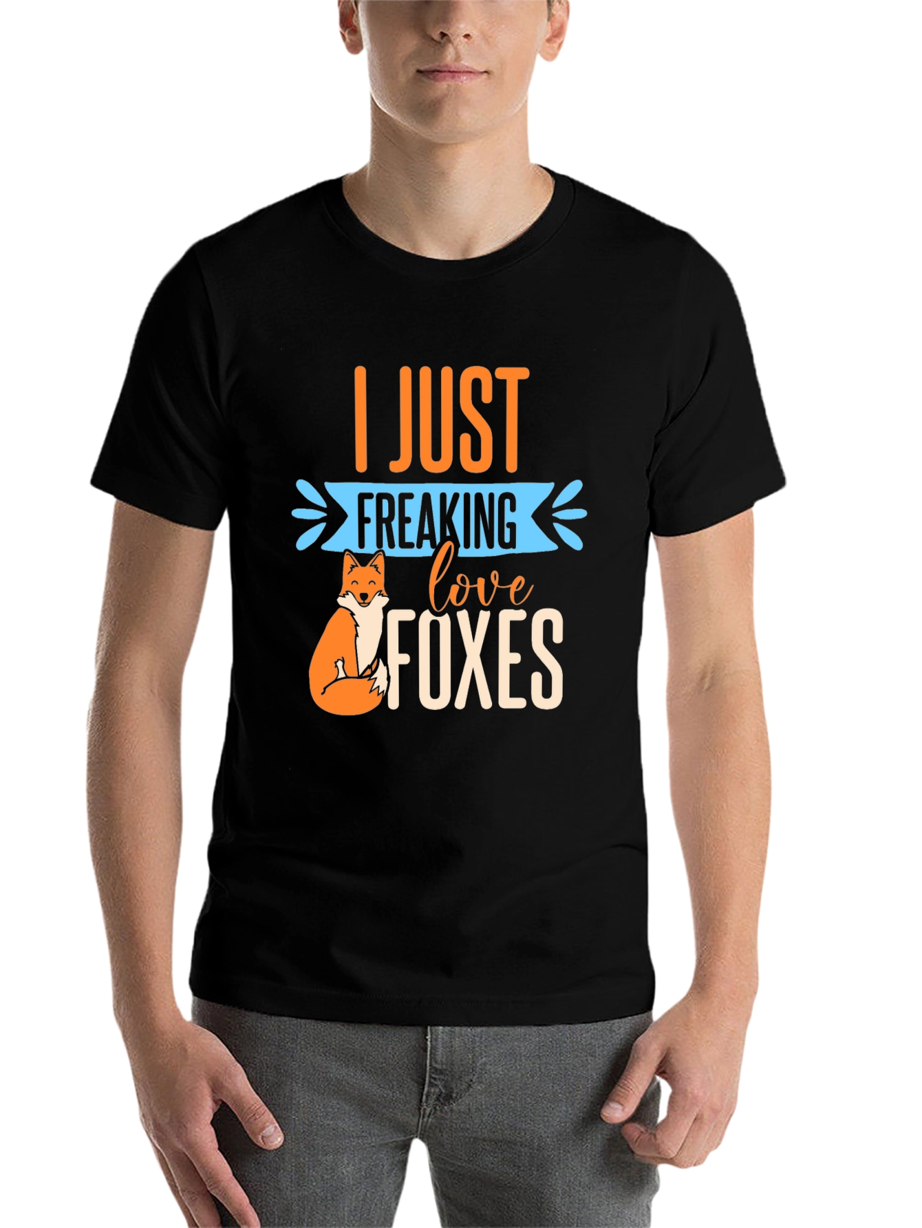 Black I Just Freaking Love Foxes T-Shirt view 7