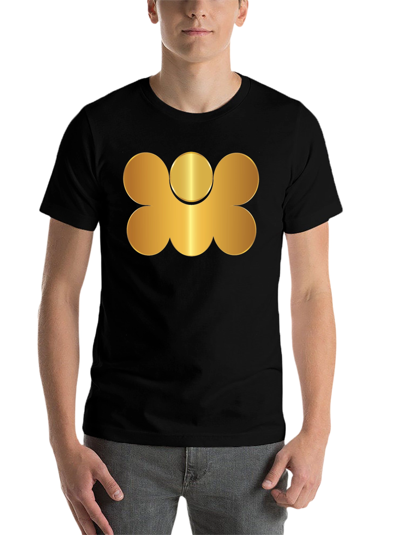 Black Gold Graphic Print Black T-Shirt view 7