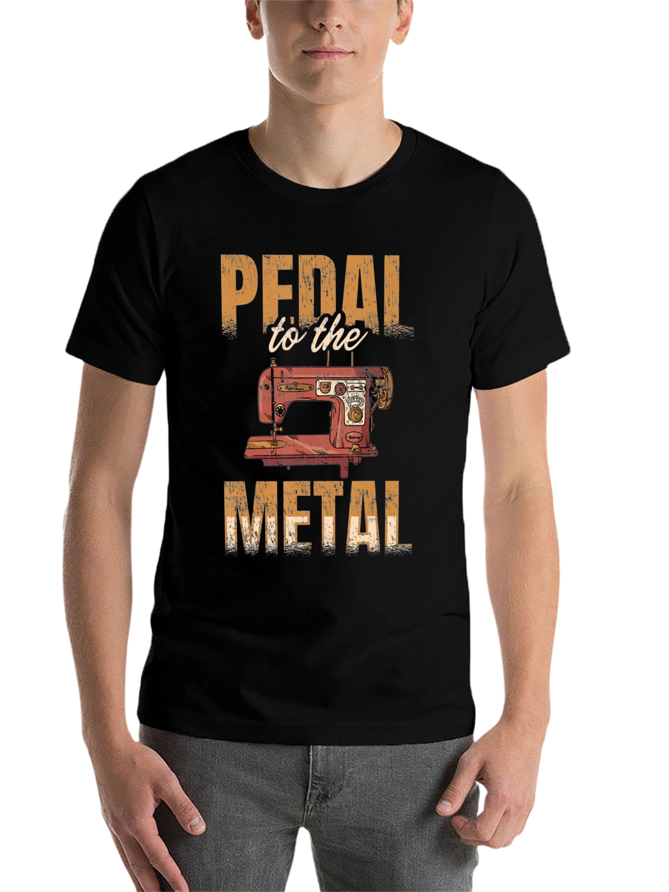 Black Pedal to the Metal Sewing Machine T-Shirt view 7