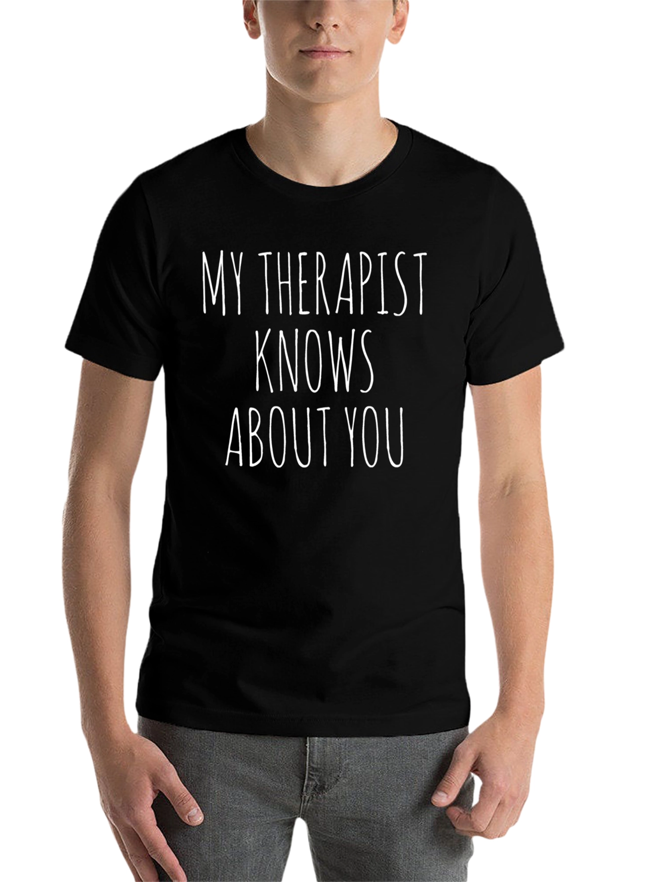 Black My Therapist Knows About You Graphic Tee view 7