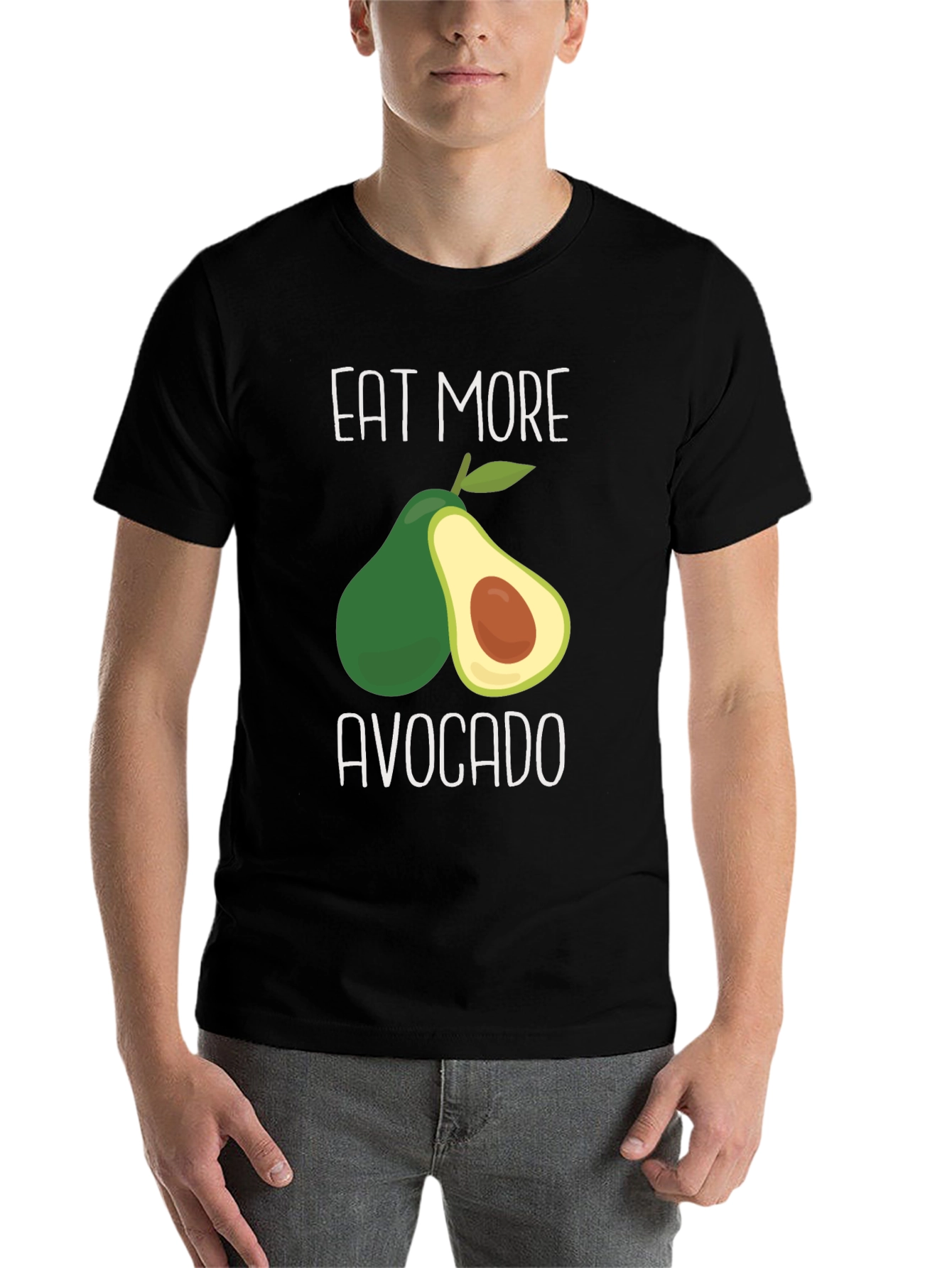 Black Eat More Avocado Graphic T-Shirt - Unisex Cotton Tee view 7