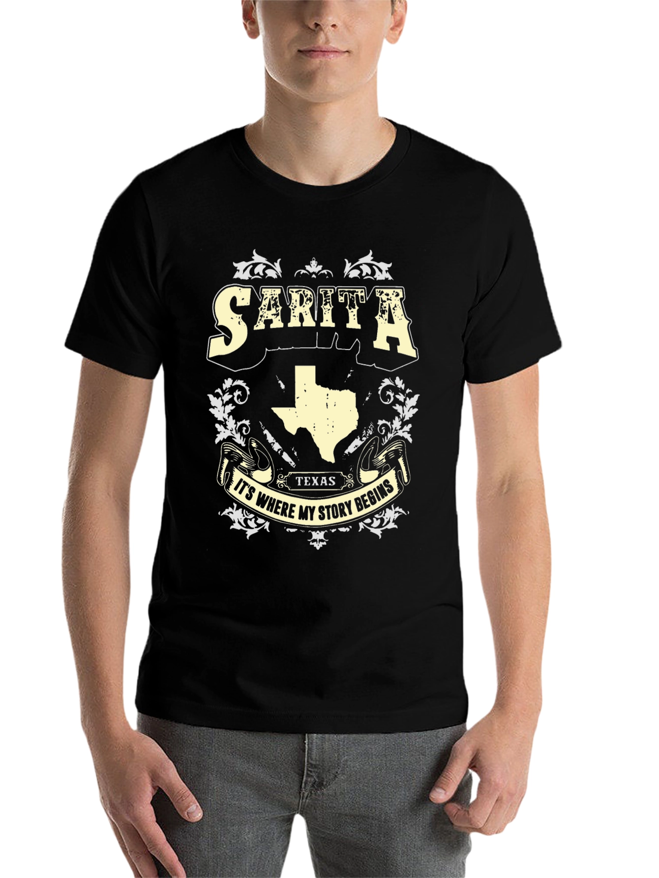 Black Sarita Texas Story Begins T-Shirt view 7