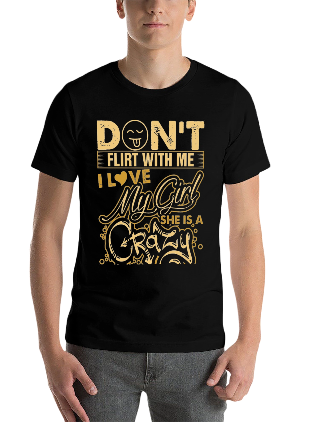 Black Don't Flirt With Me, Crazy Girl Graphic T-Shirt view 7
