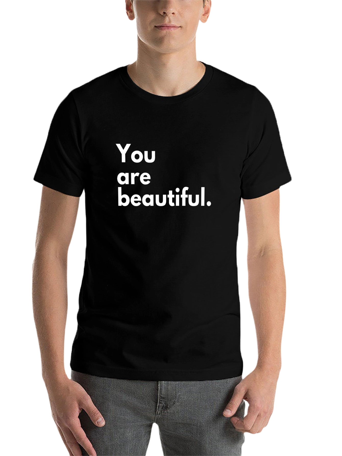 Black You Are Beautiful T-Shirt - Black Crew Neck Tee view 7