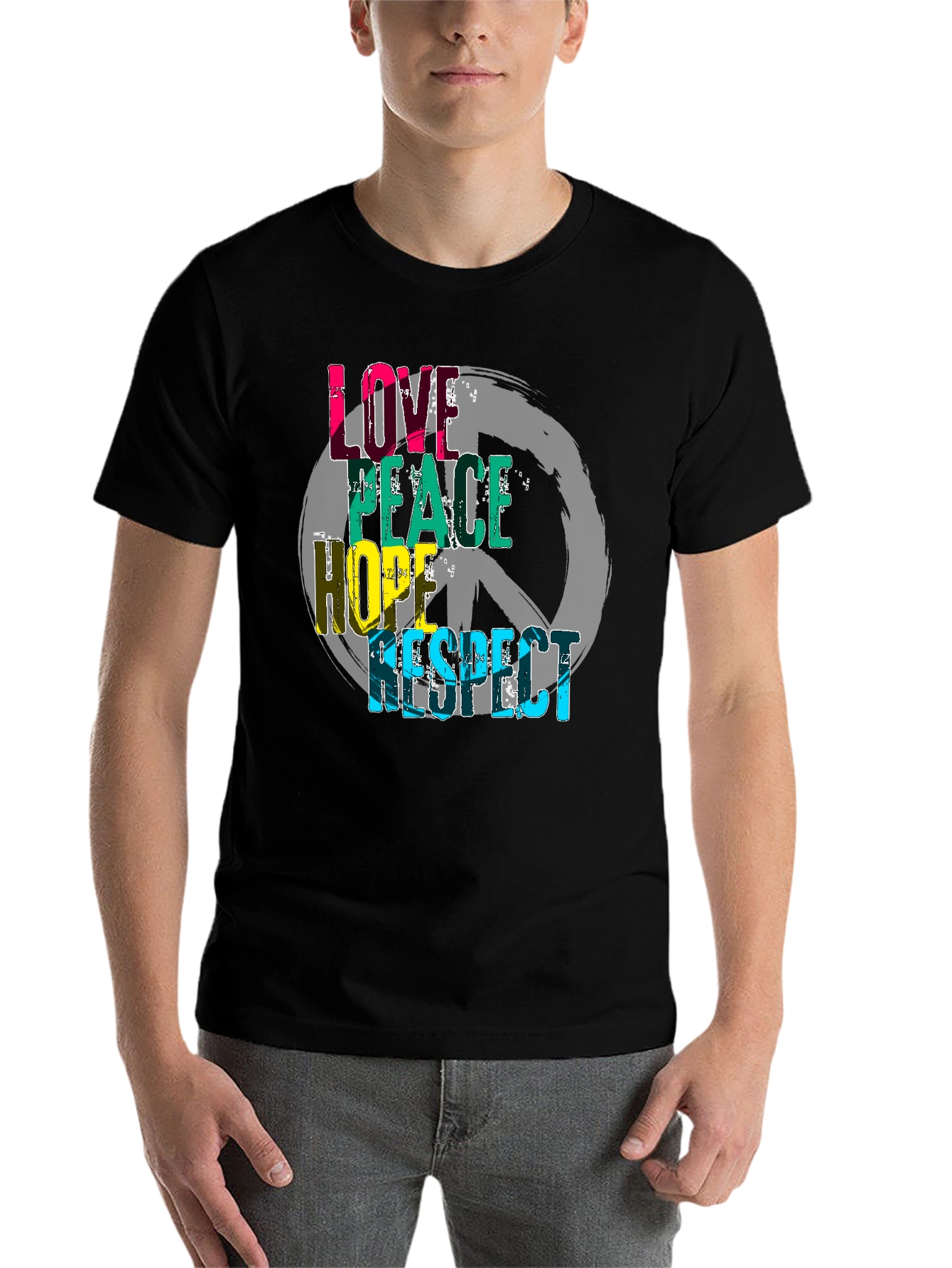 Black Love Peace Hope Respect Graphic T-Shirt view 7