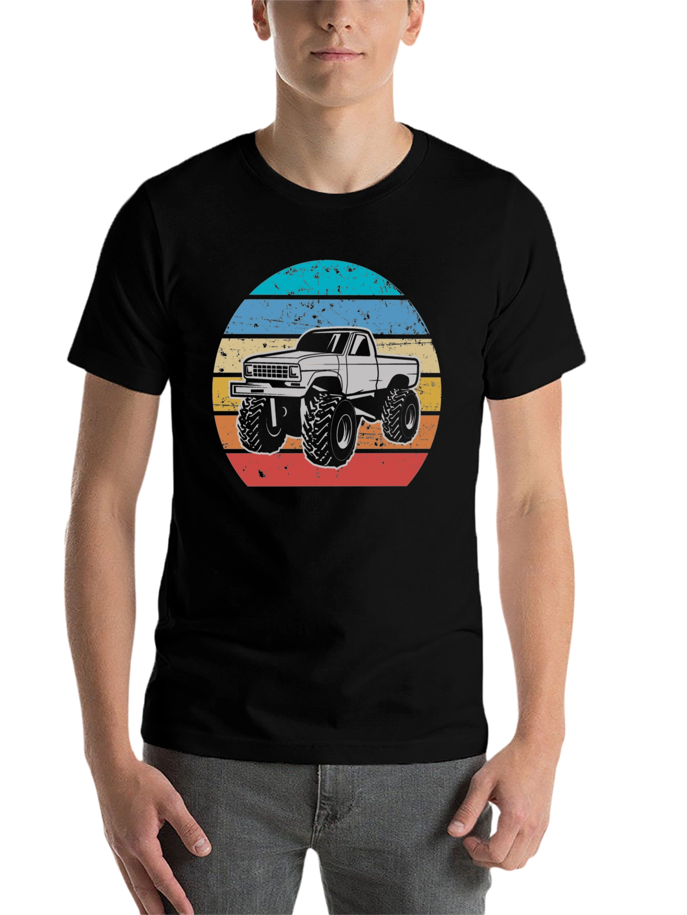 Black Retro Monster Truck T-Shirt view 7