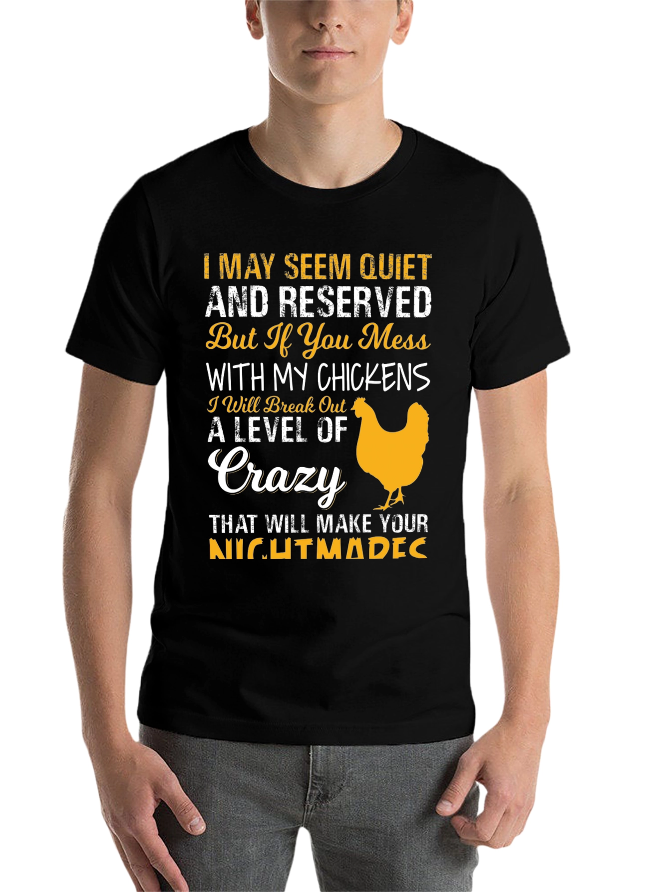 Black Funny Chicken Lover T-Shirt Crazy Level view 7