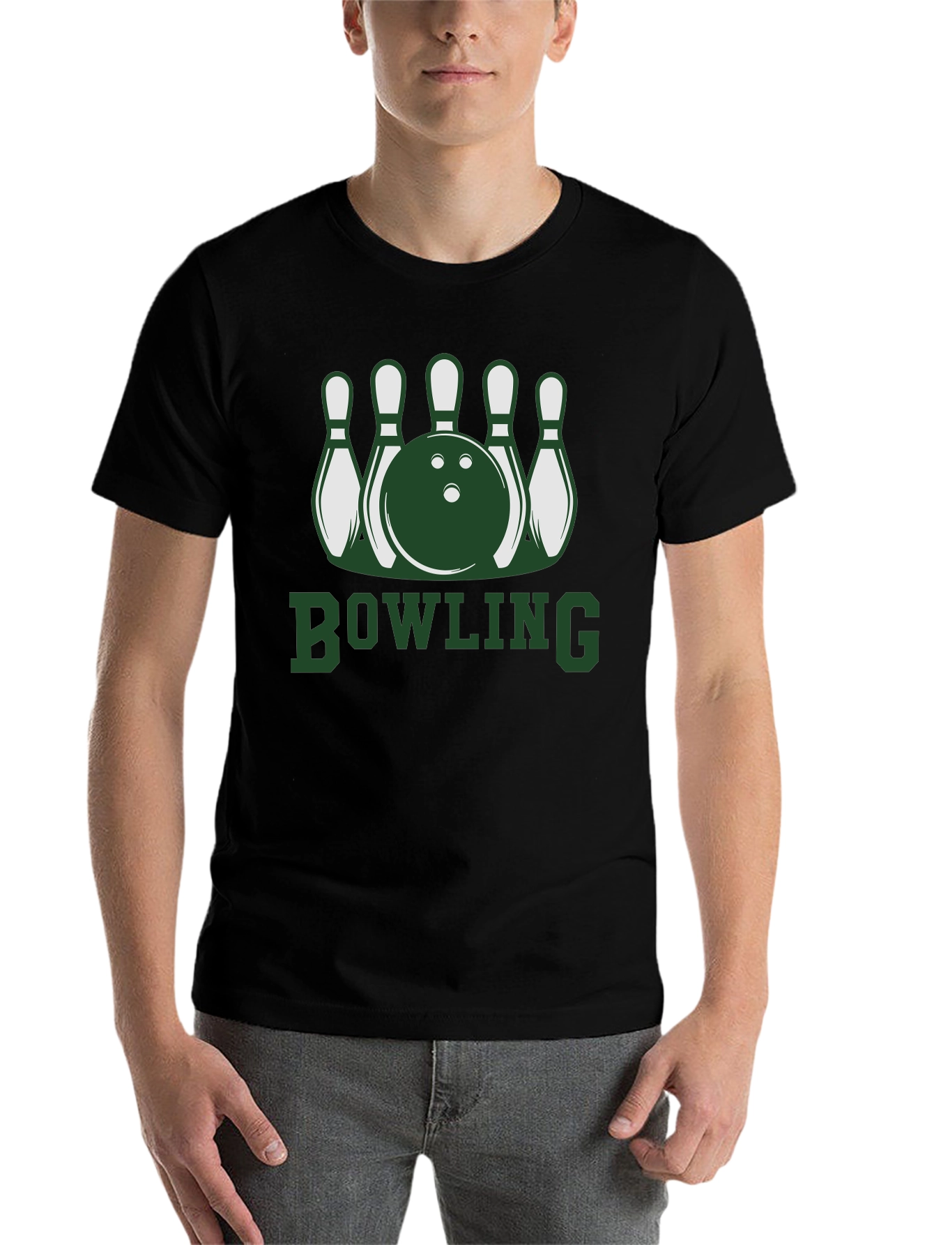 Black Bowling Pins & Ball Graphic T-Shirt view 7