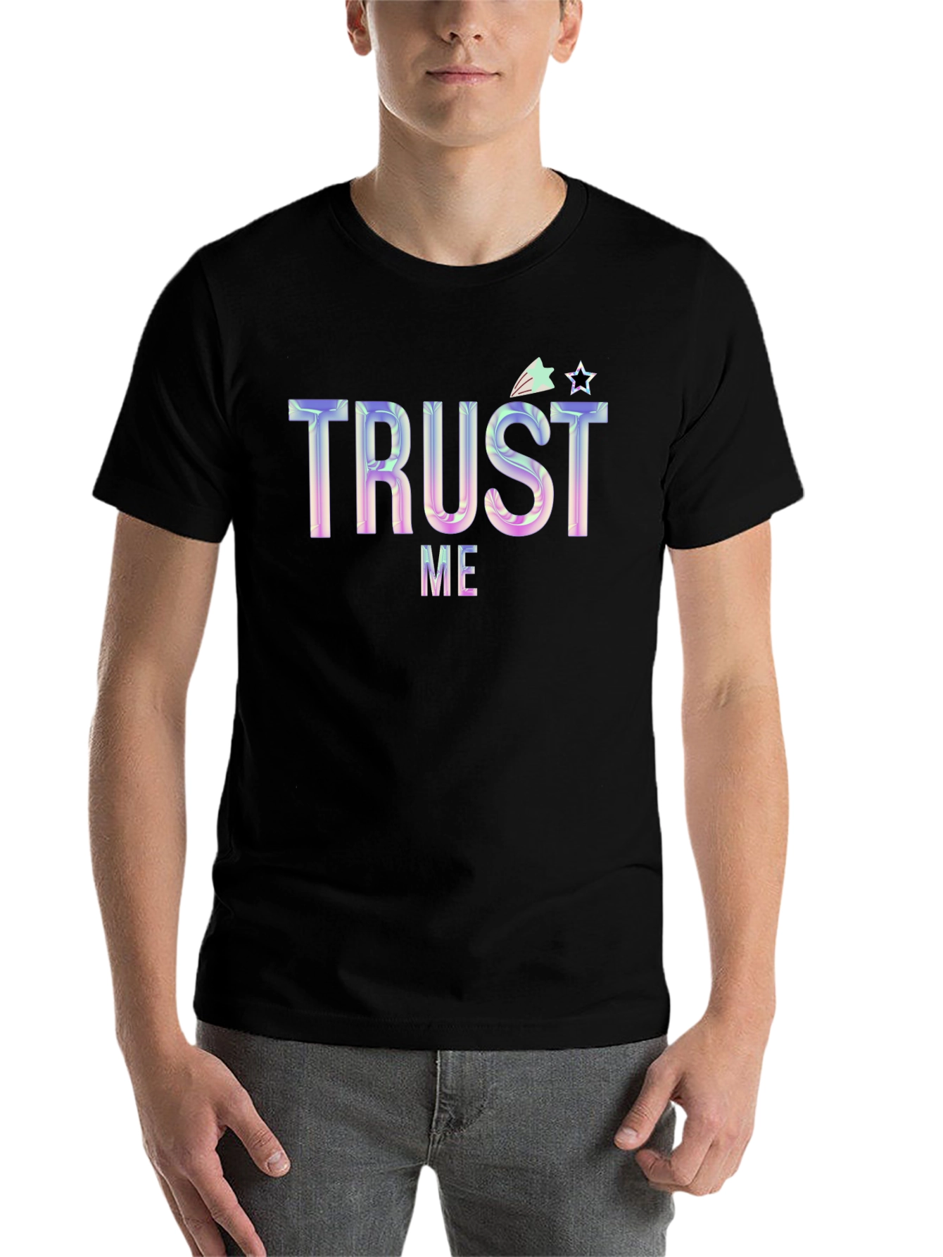 Black Trust Me Graphic Tee - Trendy Unisex T-Shirt view 7