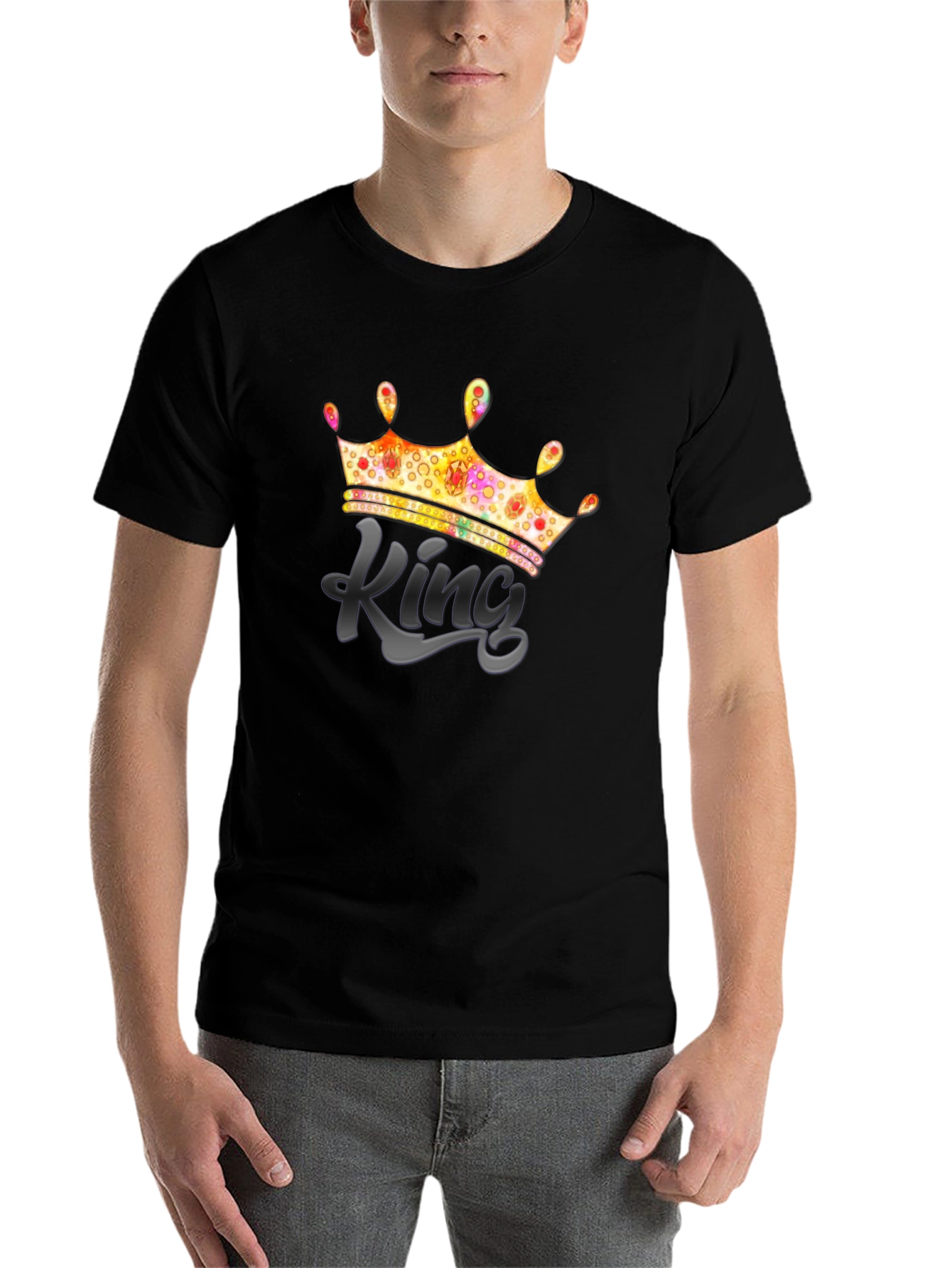 Black King Crown Graphic T-Shirt - Men's Tee view 7