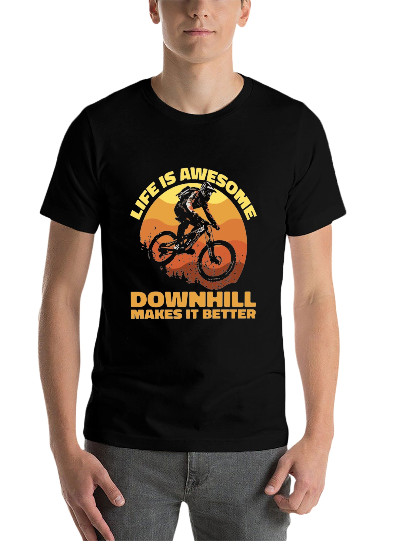 Black Life is Awesome Downhill Bike Graphic T-Shirt view 7
