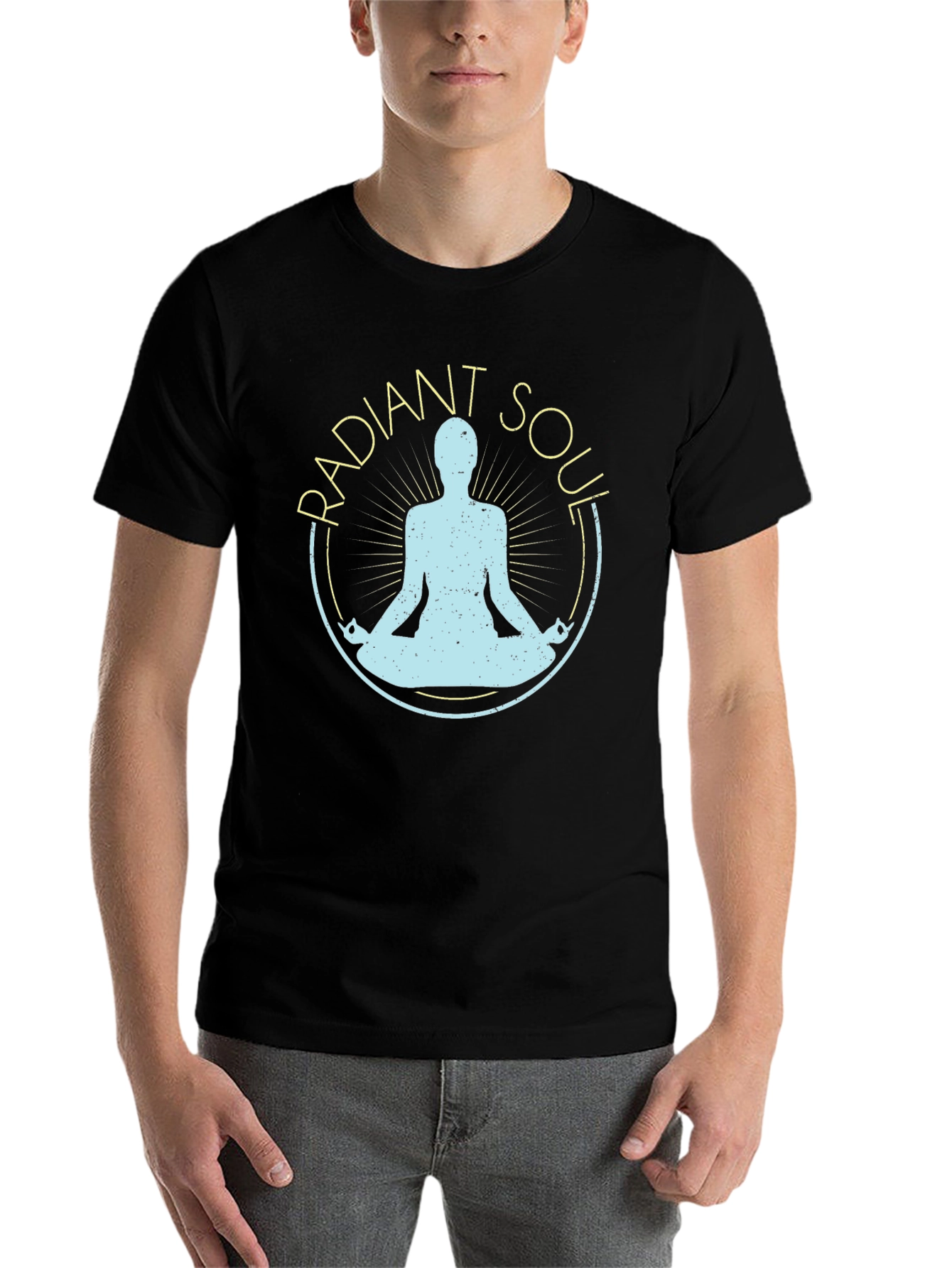 Black Radiant Soul Yoga T-Shirt - Black Graphic Tee view 7