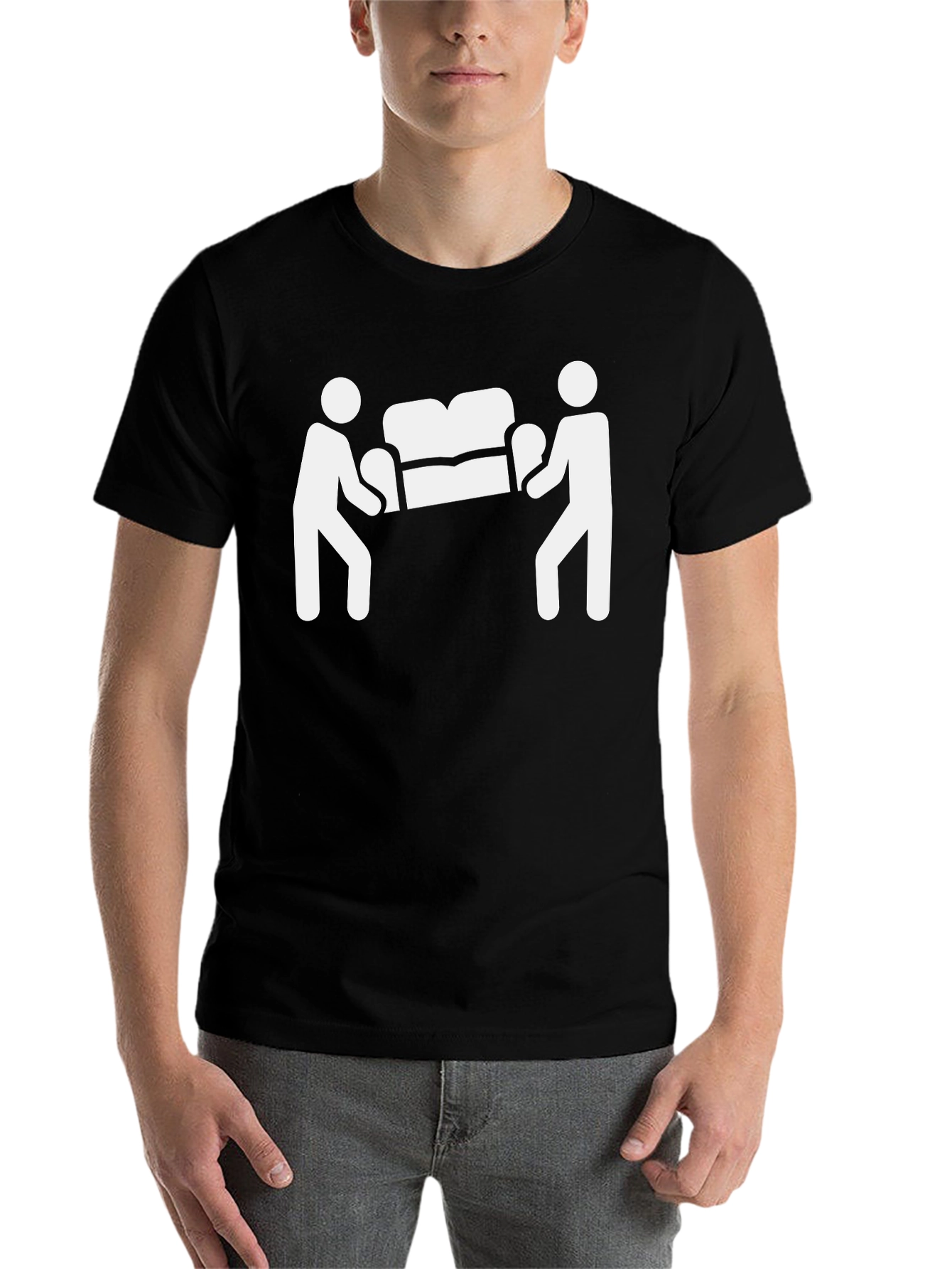 Black Funny Moving Day T-Shirt - Sofa Movers Graphic Tee view 7