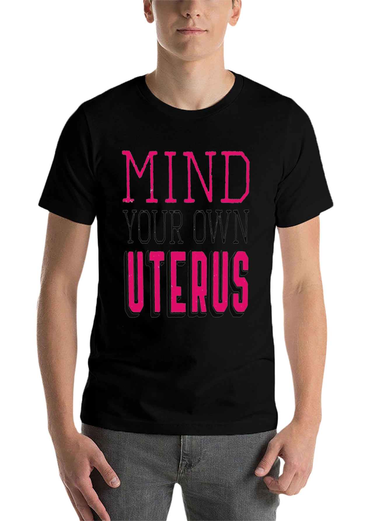 Black Mind Your Own Uterus Graphic Tee view 7