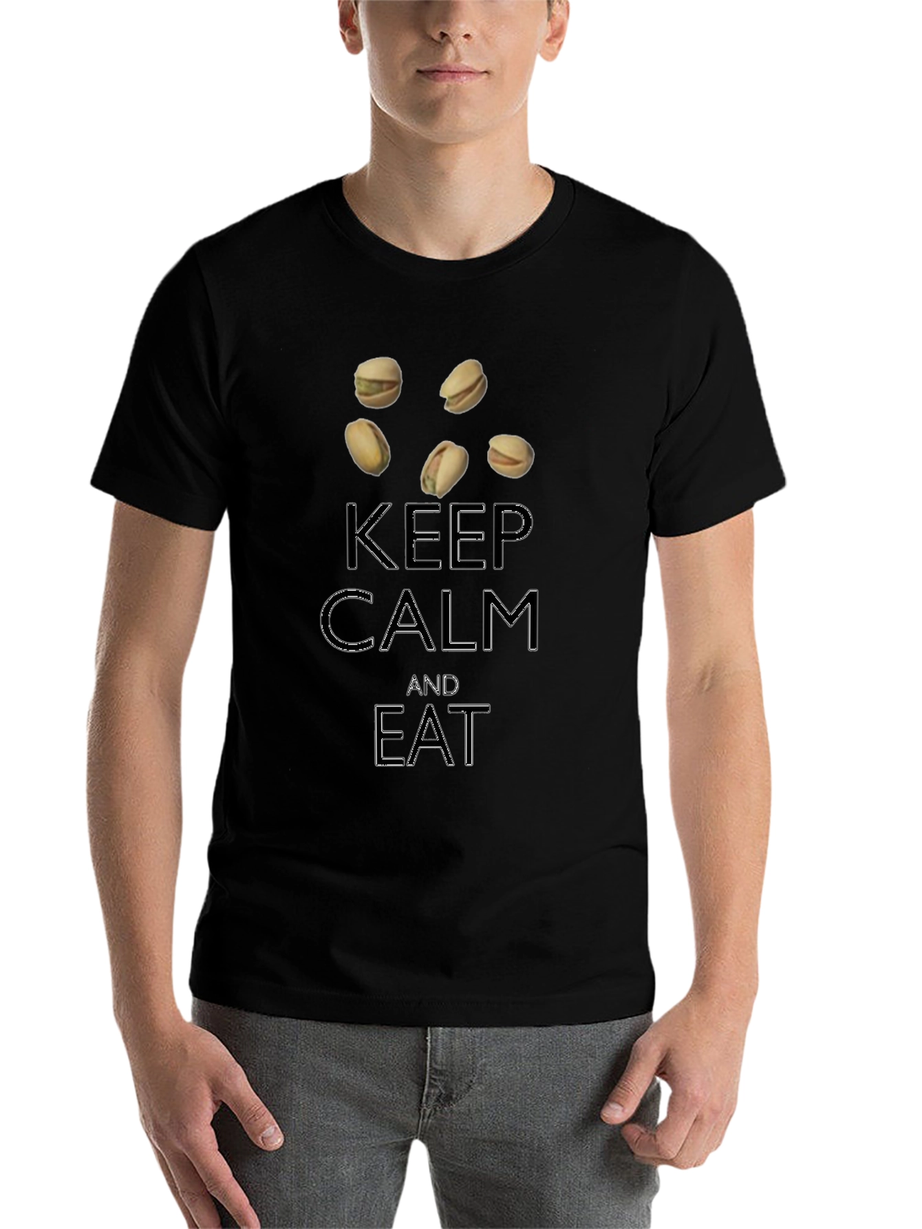Black Keep Calm and Eat Pistachios T-Shirt view 7