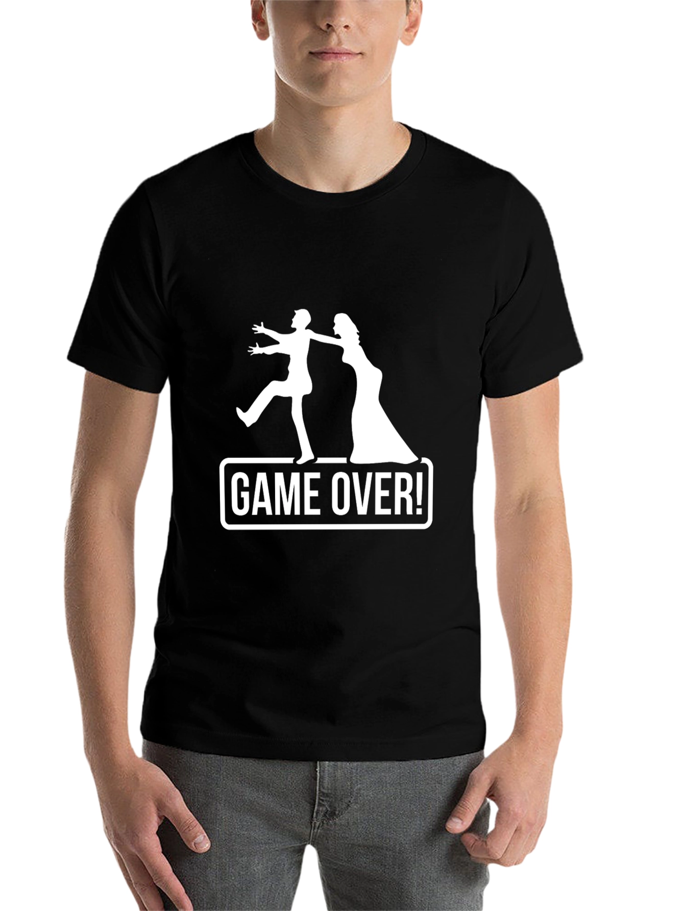 Black Funny Game Over Wedding Groom T-Shirt view 7