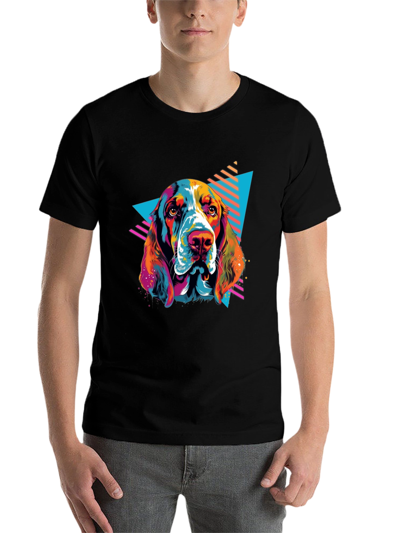 Black Retro Dog Graphic Tee - Black view 7