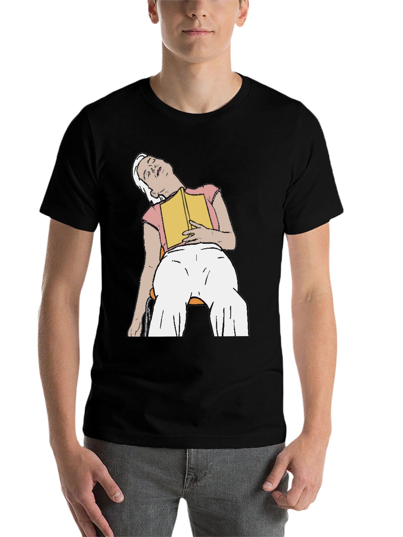 Black Snoozing Reader Graphic Tee - Black T-Shirt view 7