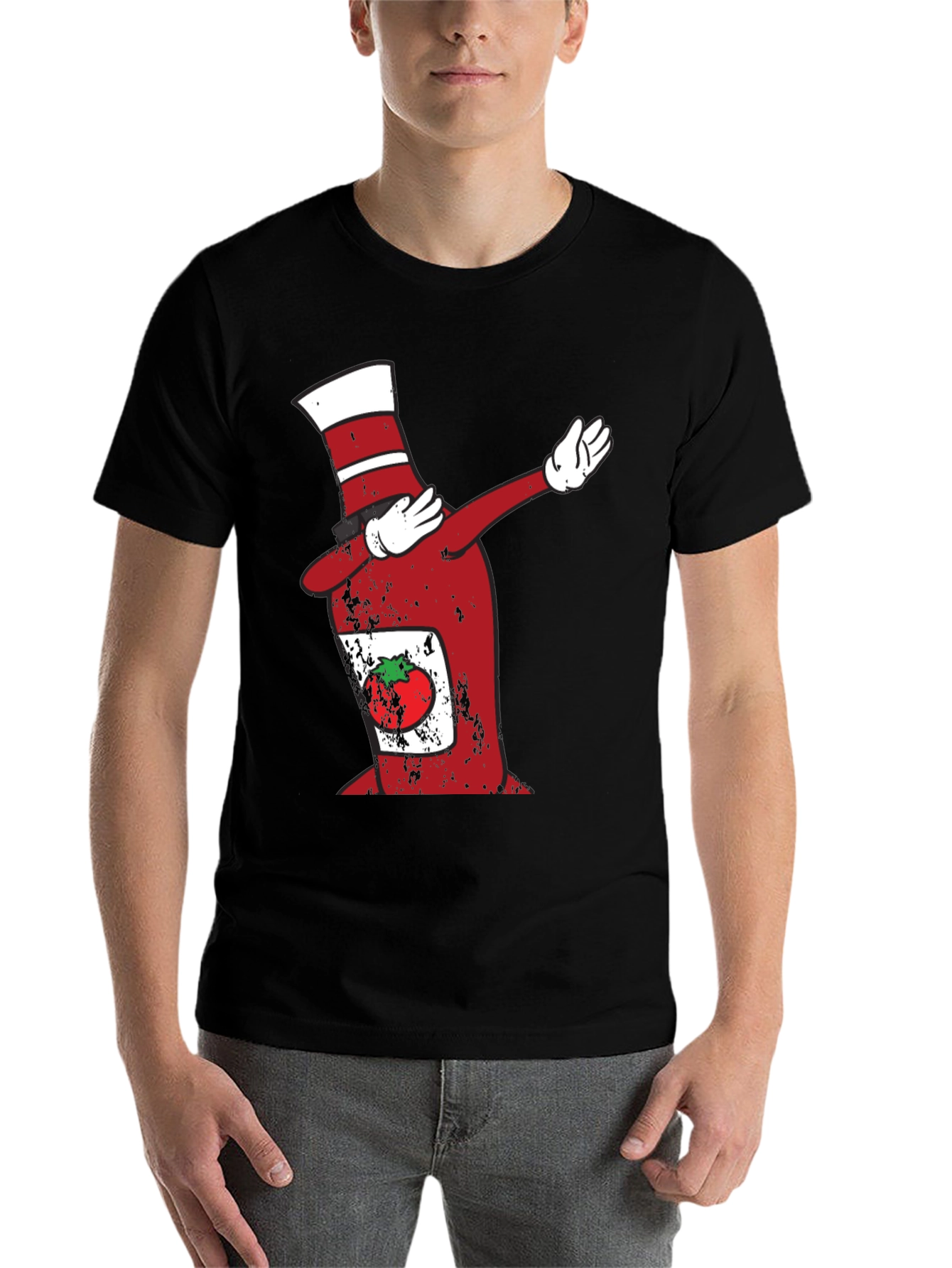 Black Dabbing Ketchup Bottle T-Shirt view 7