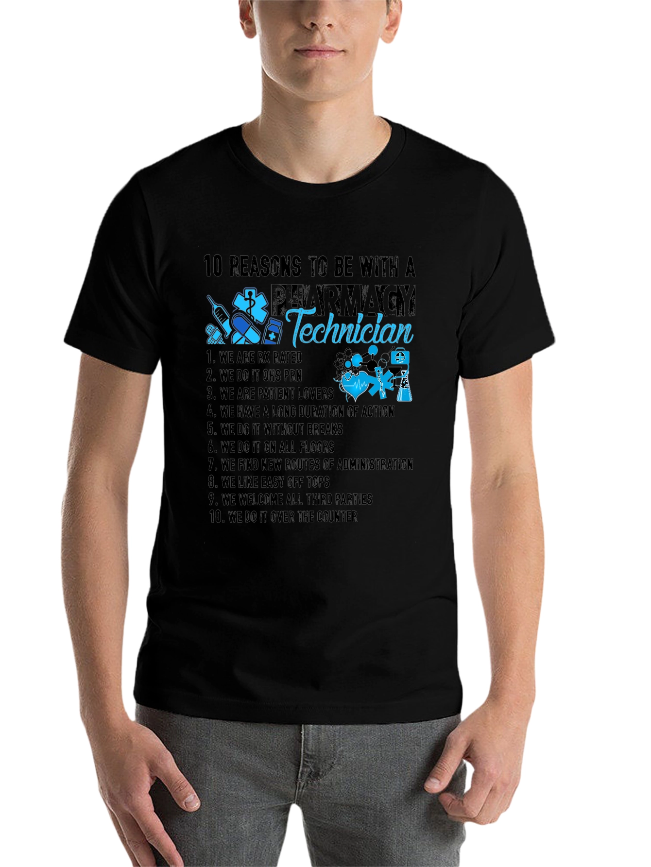 Black Pharmacy Technician Reasons T-Shirt view 7