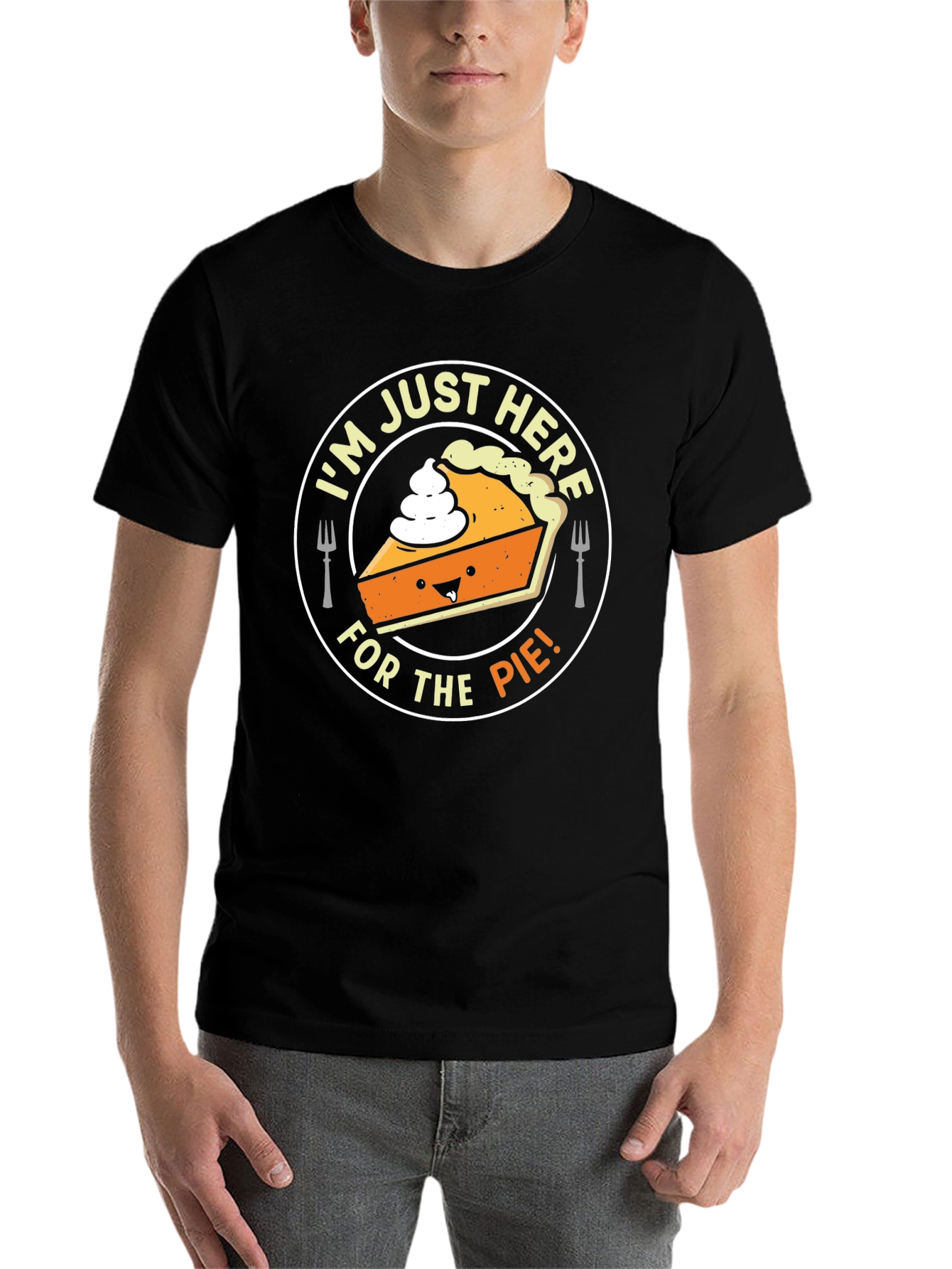 Black I'm Just Here For The Pie T-Shirt - Funny Thanksgiving Tee view 7