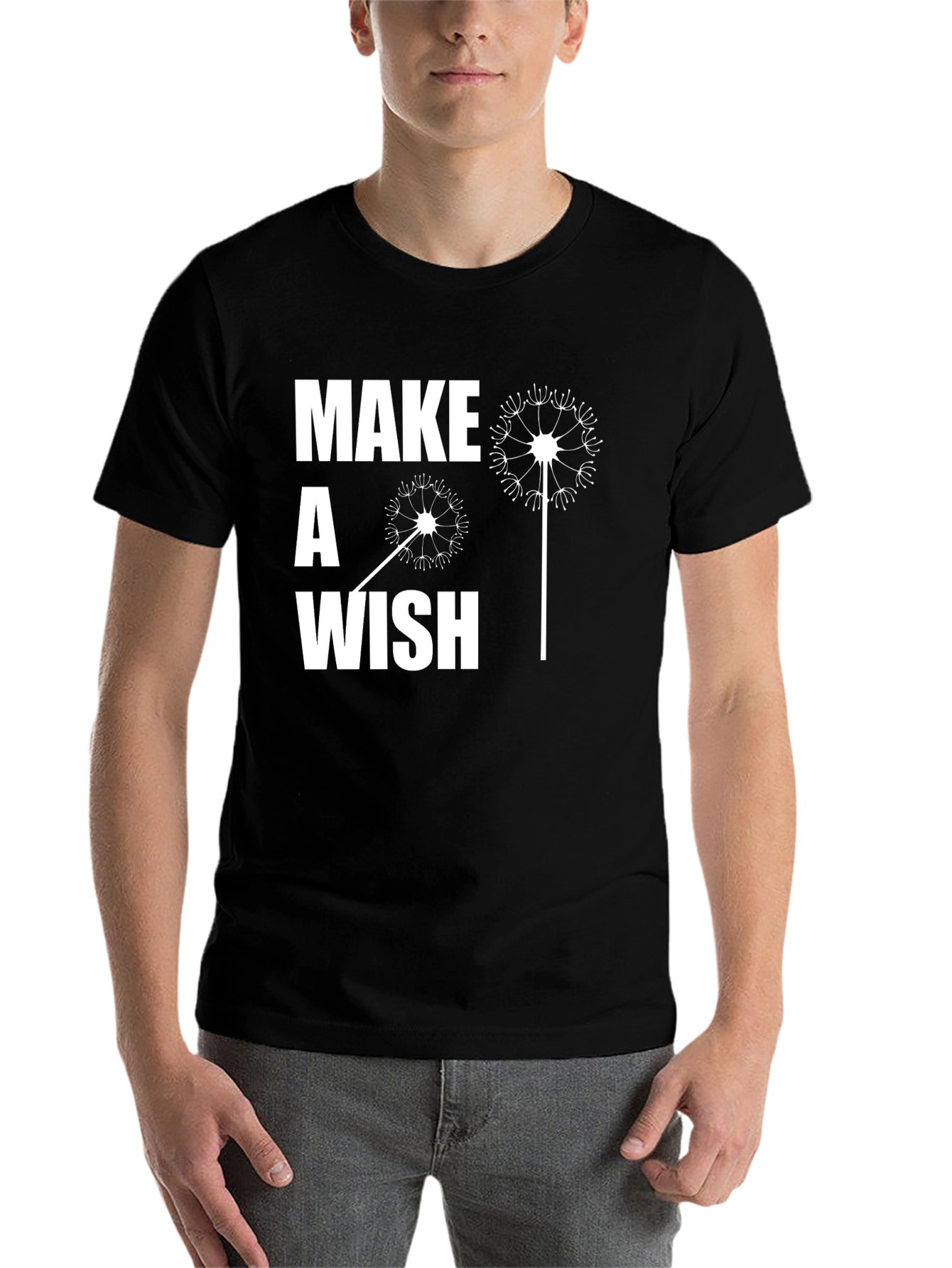 Black Make a Wish Graphic Tee - Casual Black T-Shirt view 7