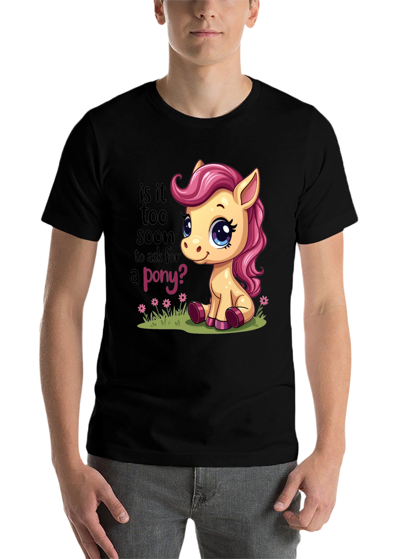 Black Cute Pony T-Shirt - Is It Too Soon? view 7