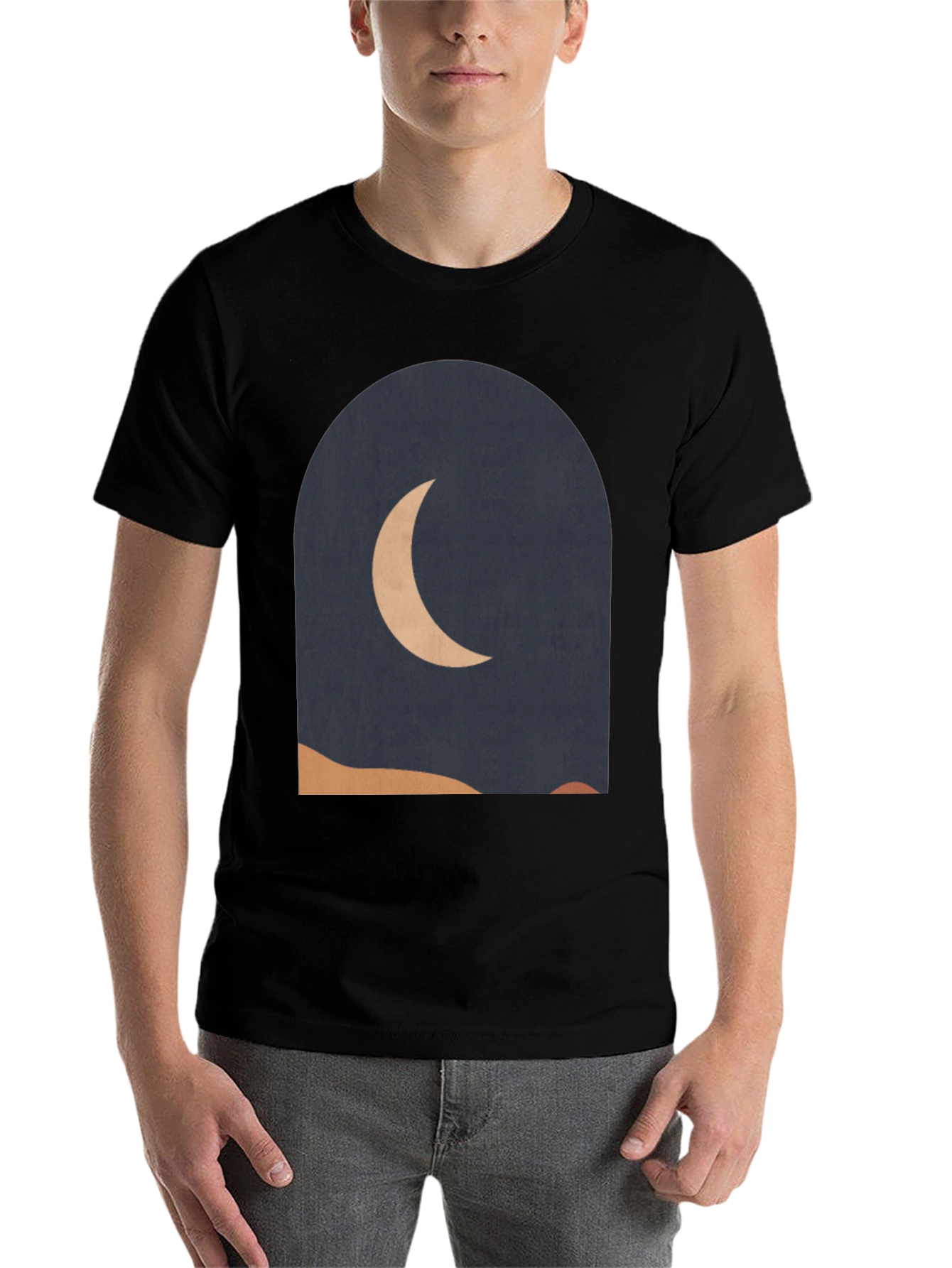 Black Modern Crescent Moon Graphic Tee view 7