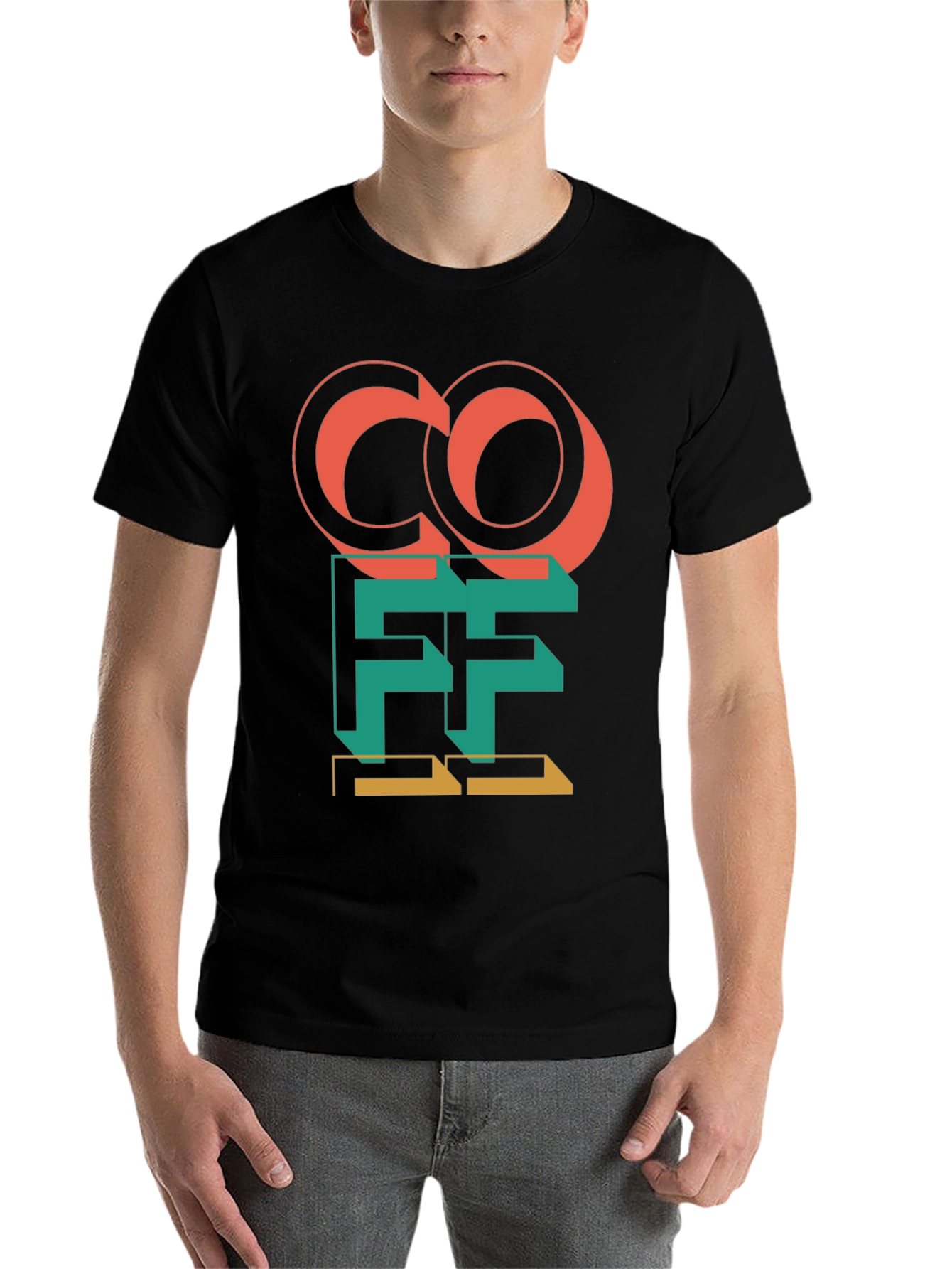 Black Retro Coffee Graphic Tee - Black Cotton Blend view 7