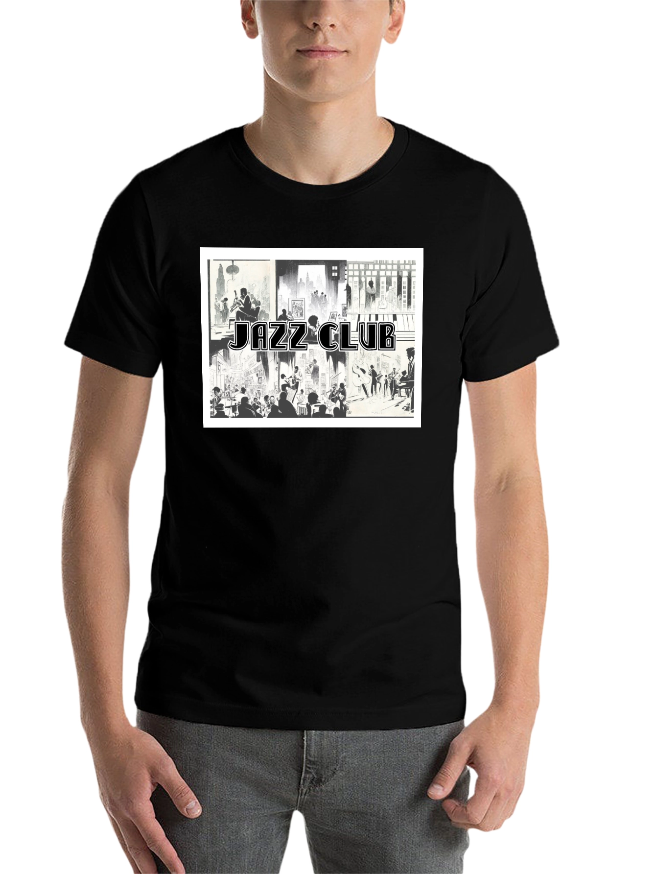 Black Jazz Club Graphic Tee - Black Cotton Blend view 7