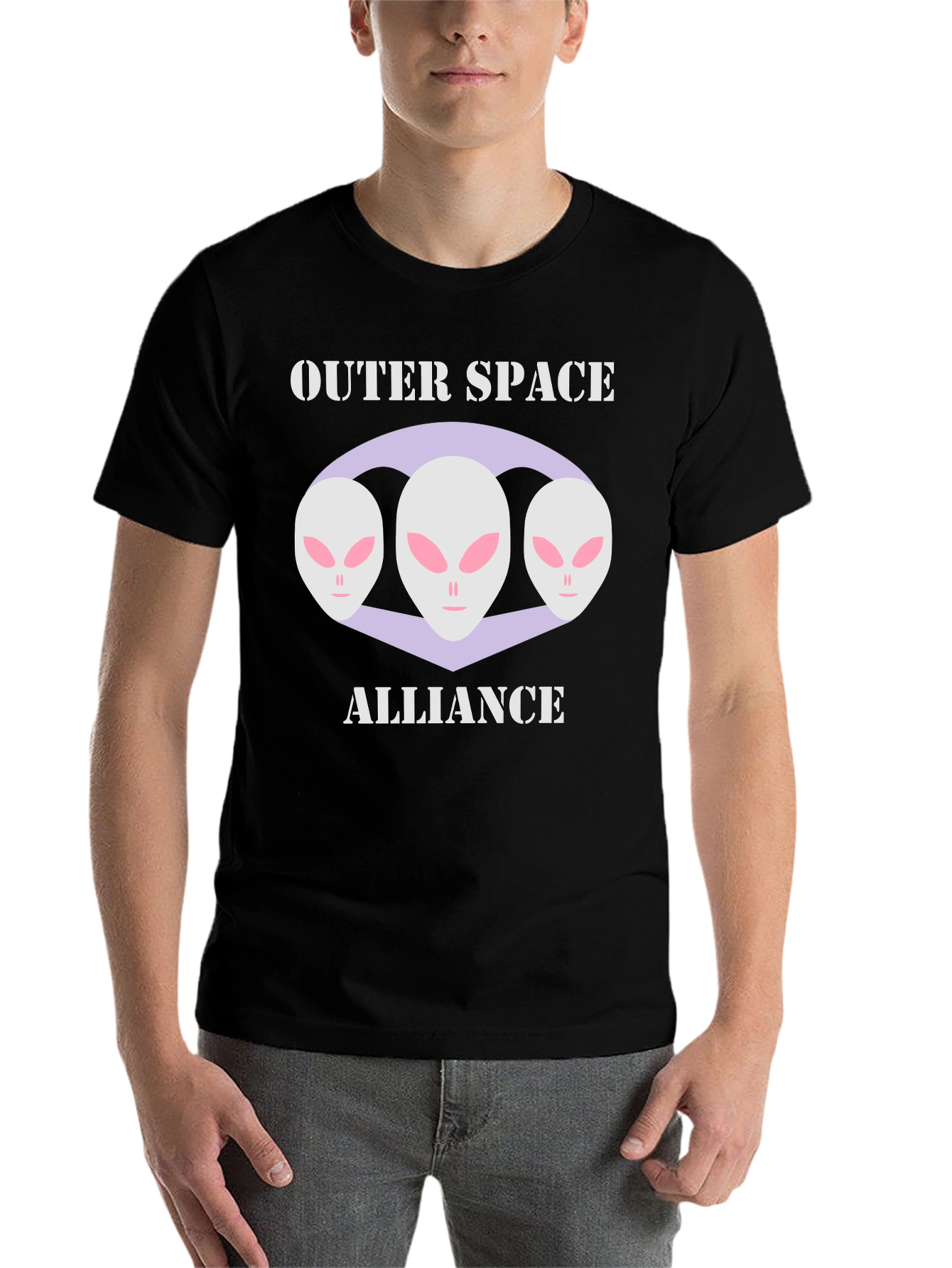 Black Outer Space Alliance Alien Graphic T-Shirt view 7