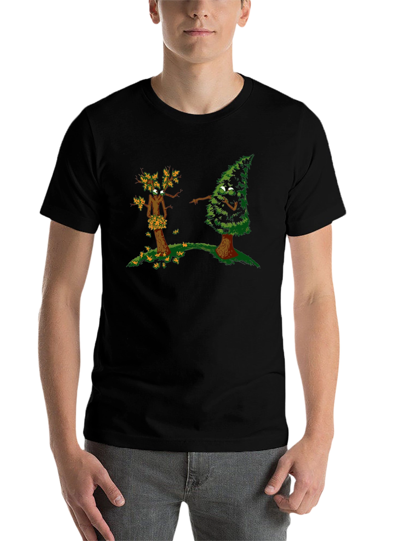 Funny Tree Cartoon Black T-Shirt - 7