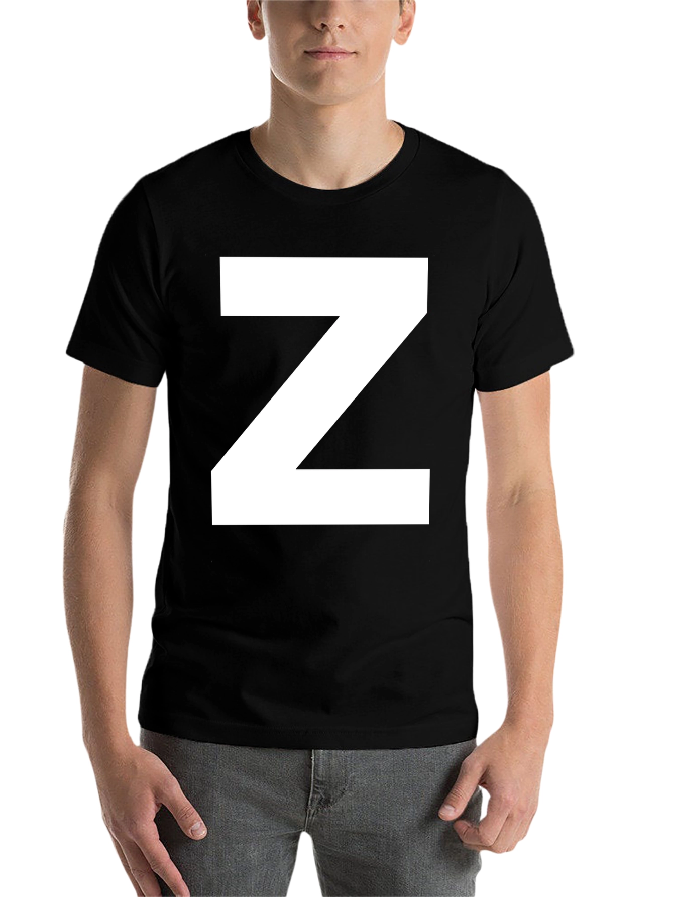 Black Bold "Z" Graphic Tee - Classic Black Cotton T-Shirt view 7