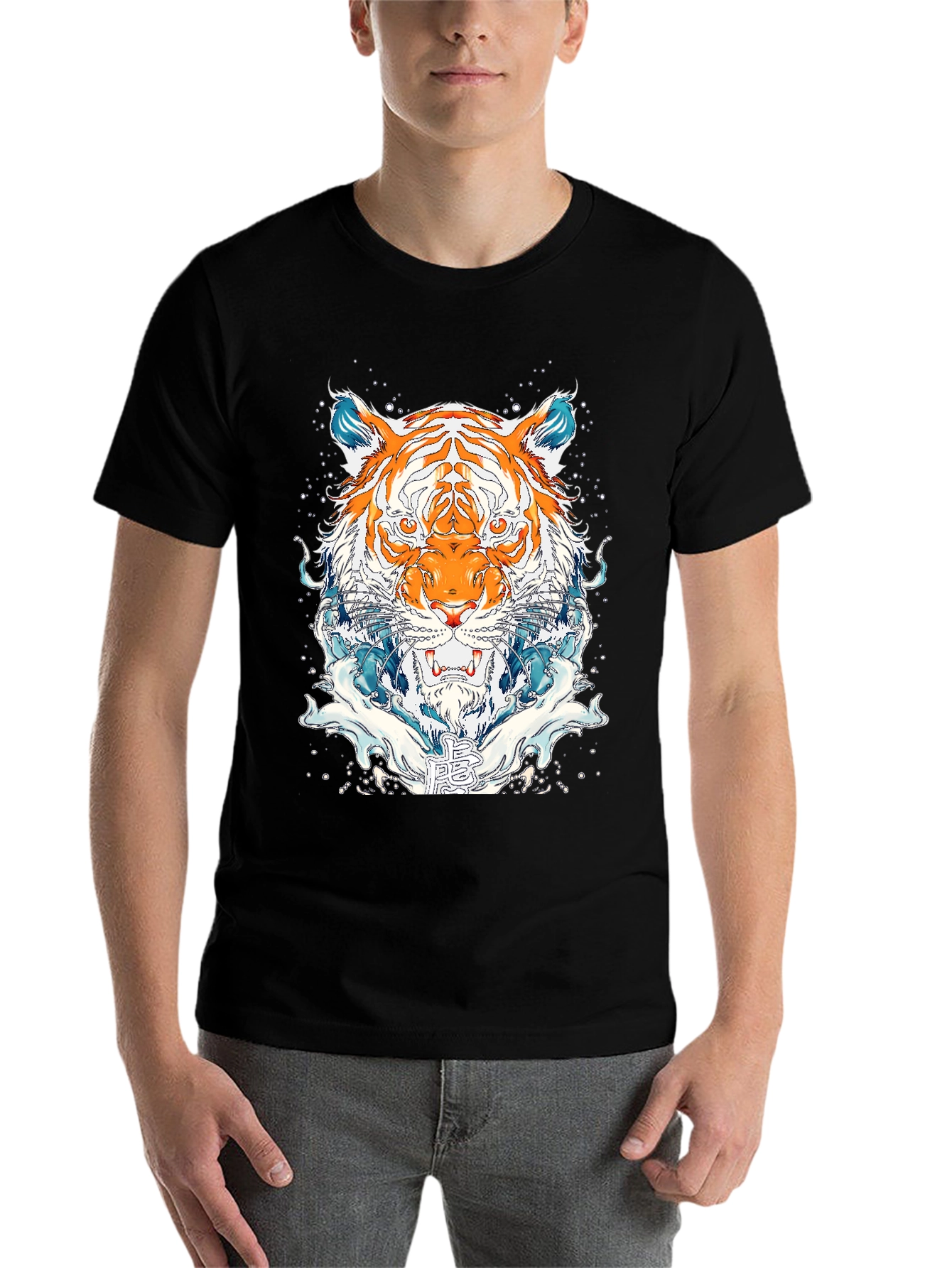 Black Tiger Graphic Print Black T-Shirt view 7