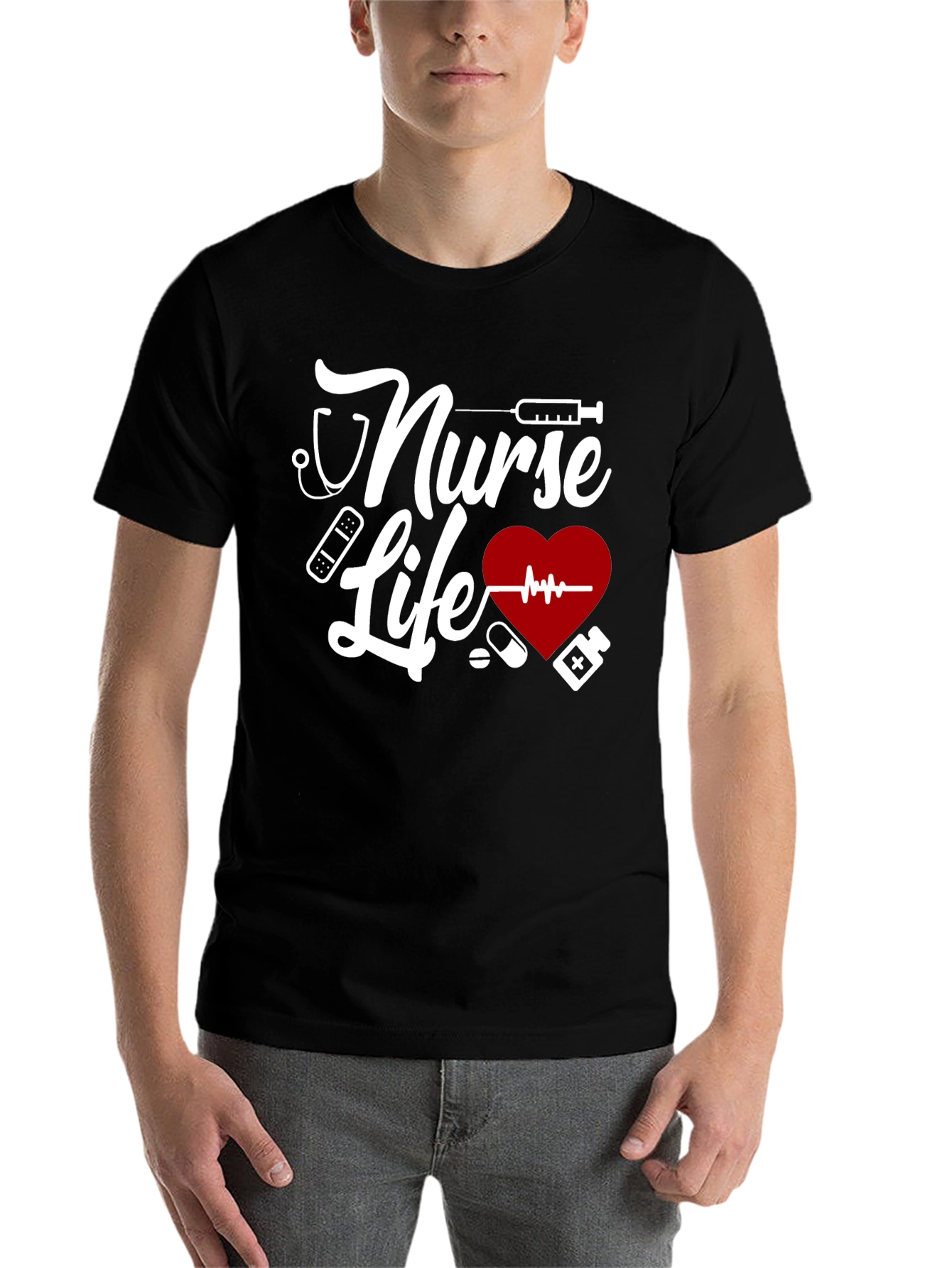 Black Nurse Life Graphic T-Shirt - Black view 7
