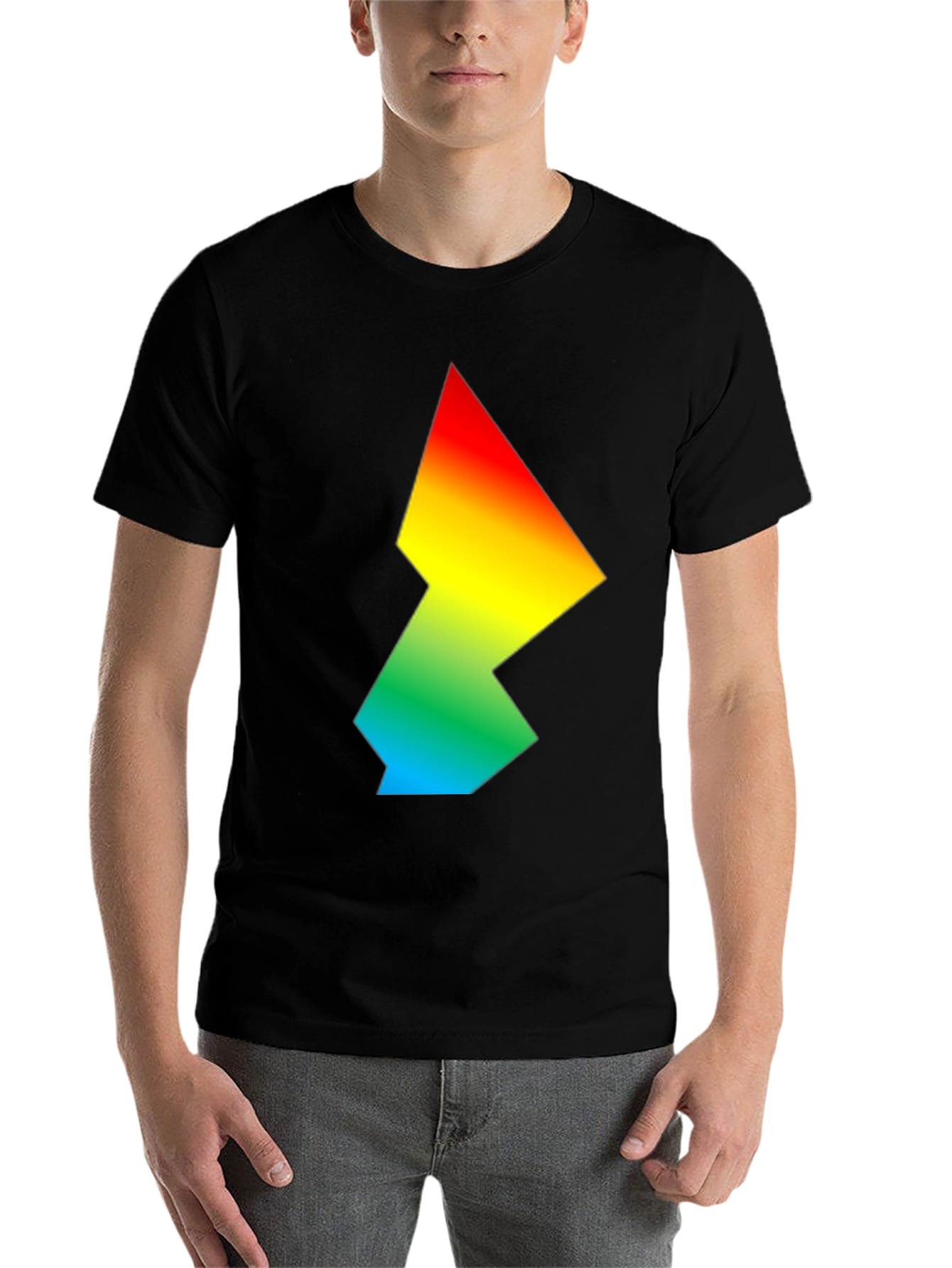 Black Rainbow Gradient Geometric Graphic Tee view 7