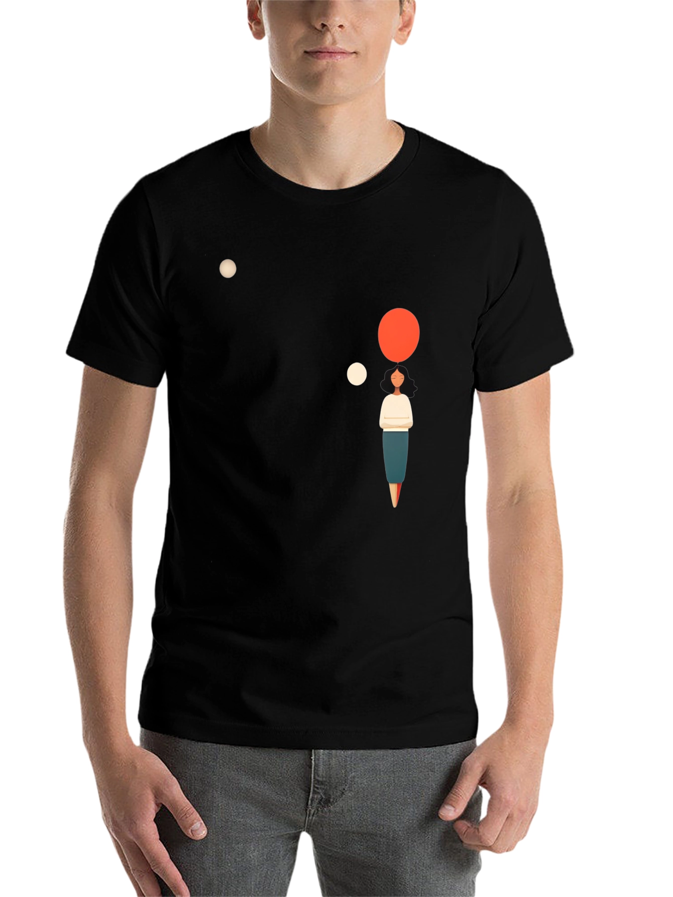 Black Modern Graphic Tee - Minimalist Thought Bubble Design view 7