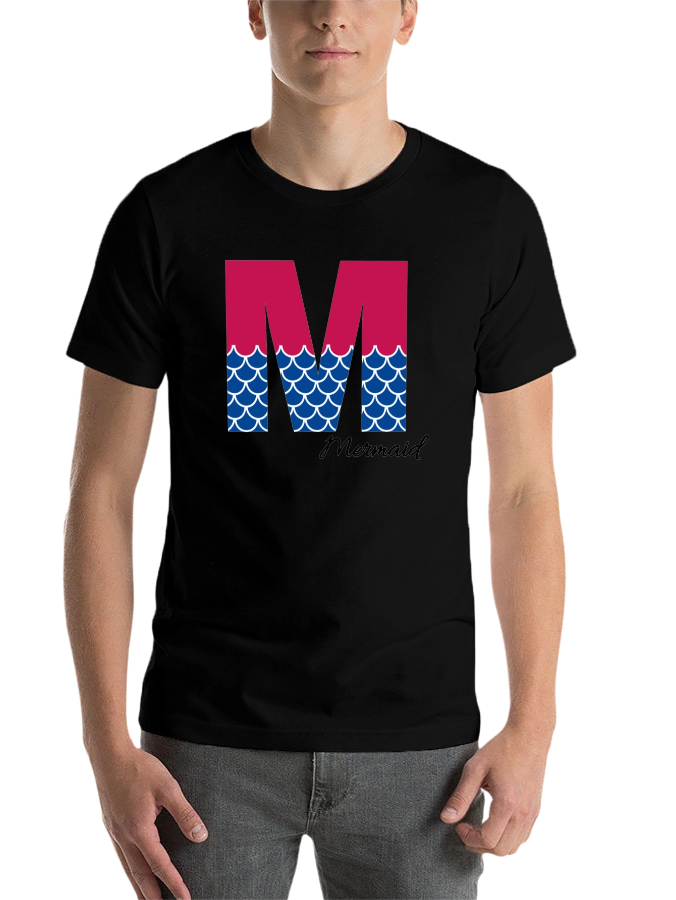 Black Mermaid Initial 'M' T-Shirt view 7