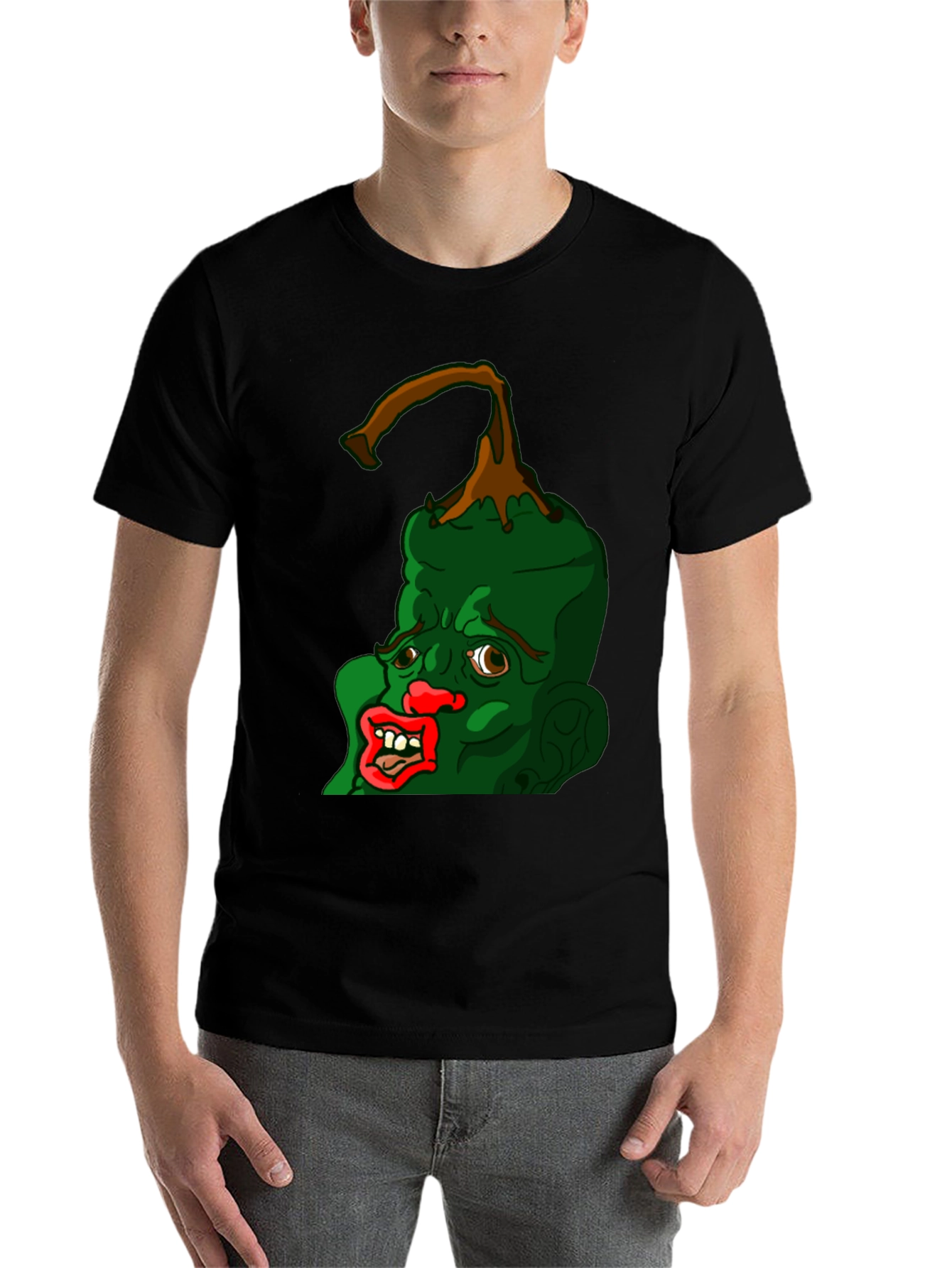 Black Grotesque Pepper Head Black T-Shirt view 7