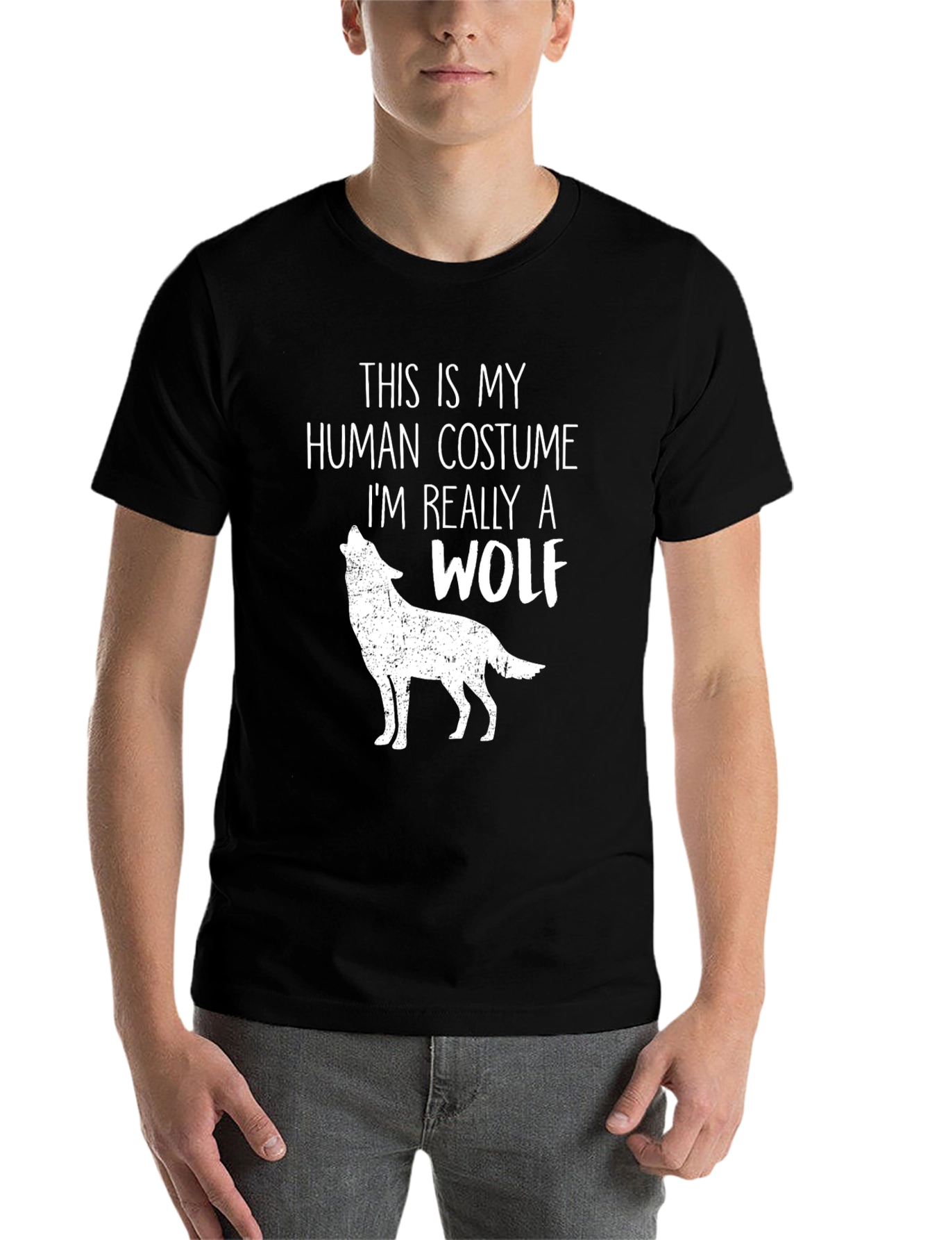 Human Costume Wolf T-Shirt - Funny Halloween Tee - 7