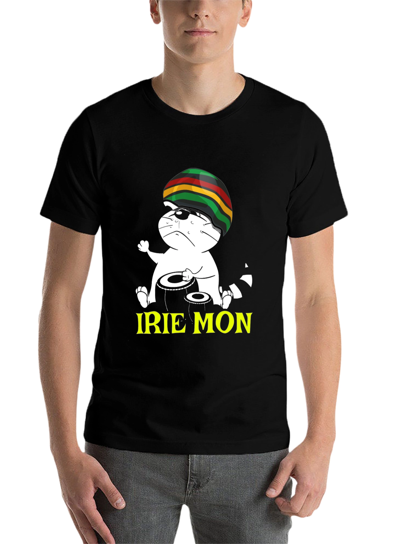 Black Irie Mon Rastafarian Cat Black T-Shirt view 7