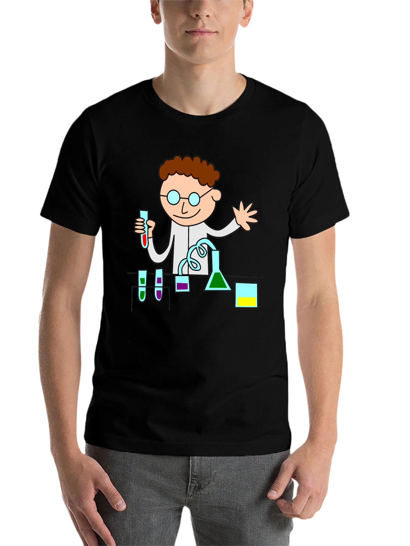 Black Scientist Graphic Tee - Black Cotton T-Shirt view 7