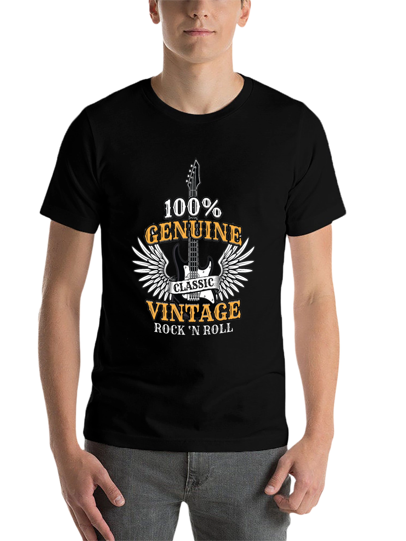 Black Vintage Rock 'n' Roll 100% Genuine T-Shirt view 7
